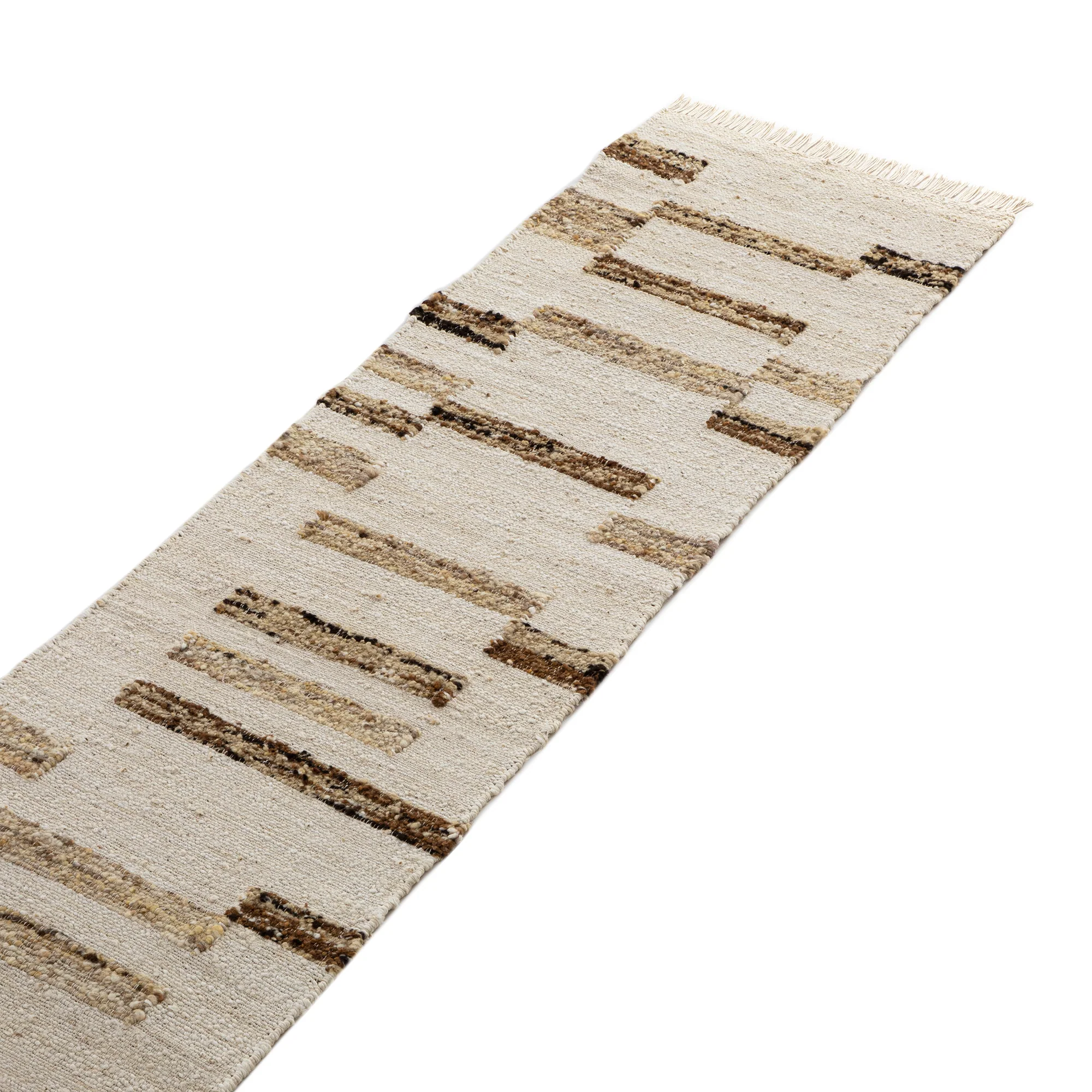 Noa Linear Cream Handwoven Wool Runner - Image 2