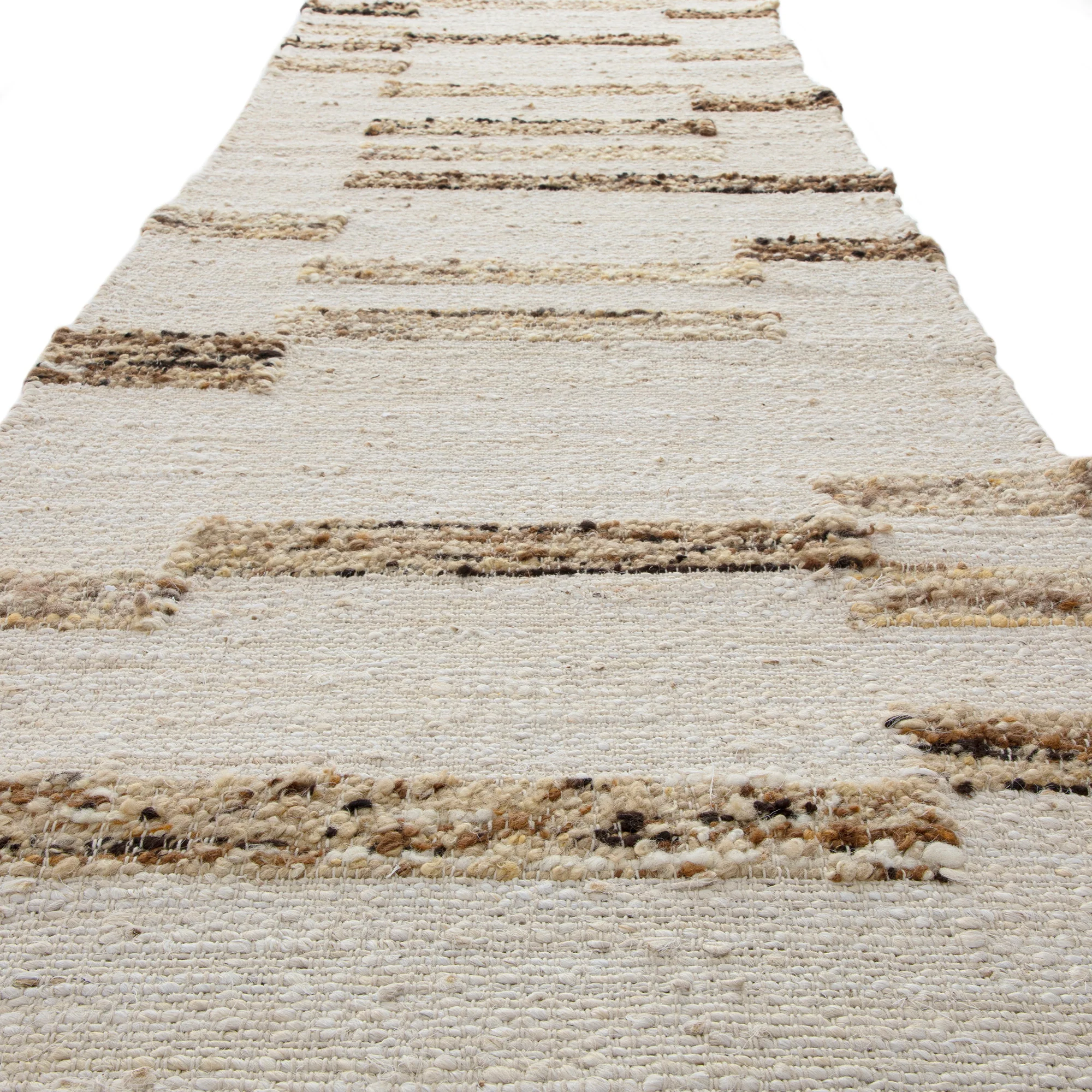 Noa Linear Cream Handwoven Wool Runner - Image 4
