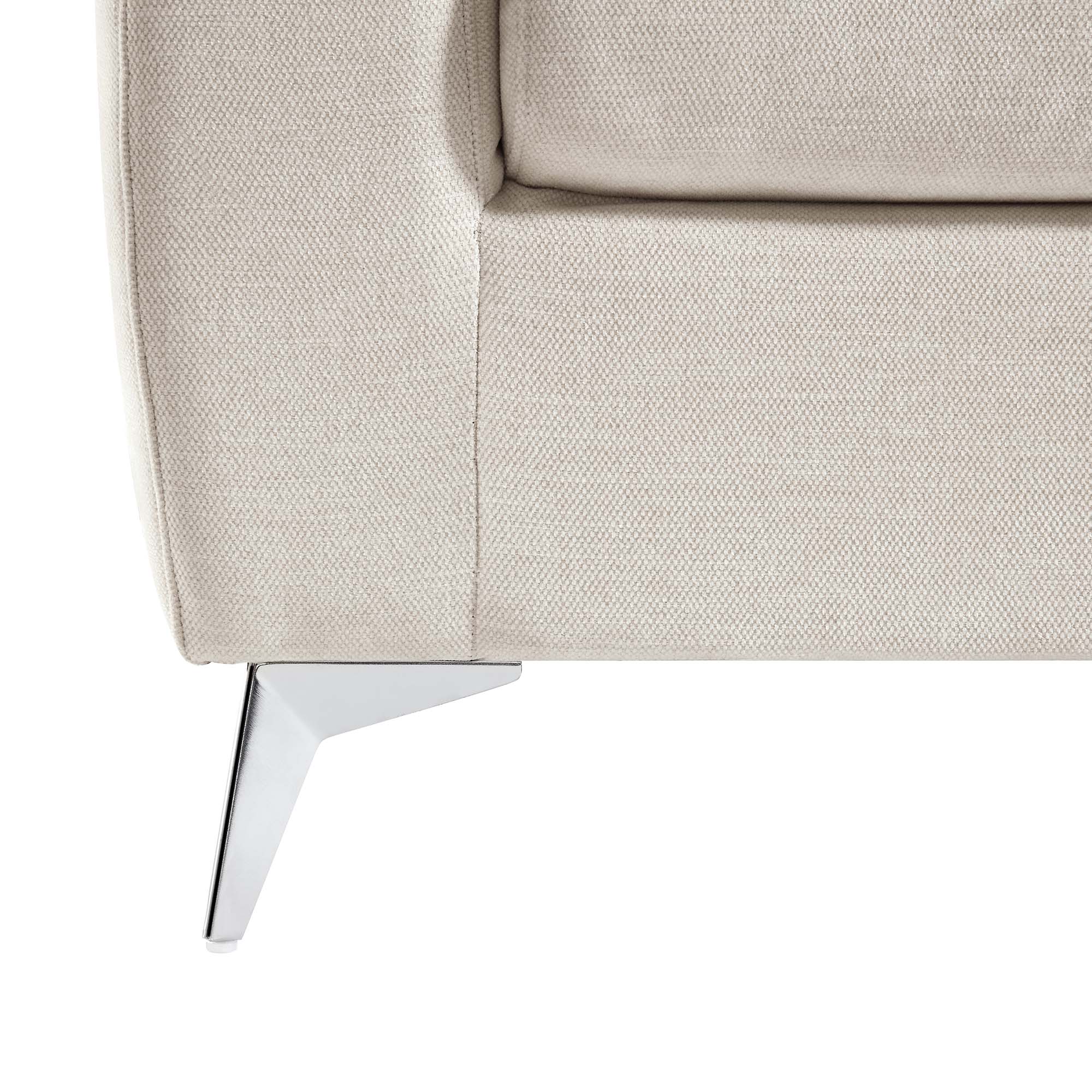Noak 2-Seater Beige Woven Fabric Sofa with Chrome Legs - Image 13