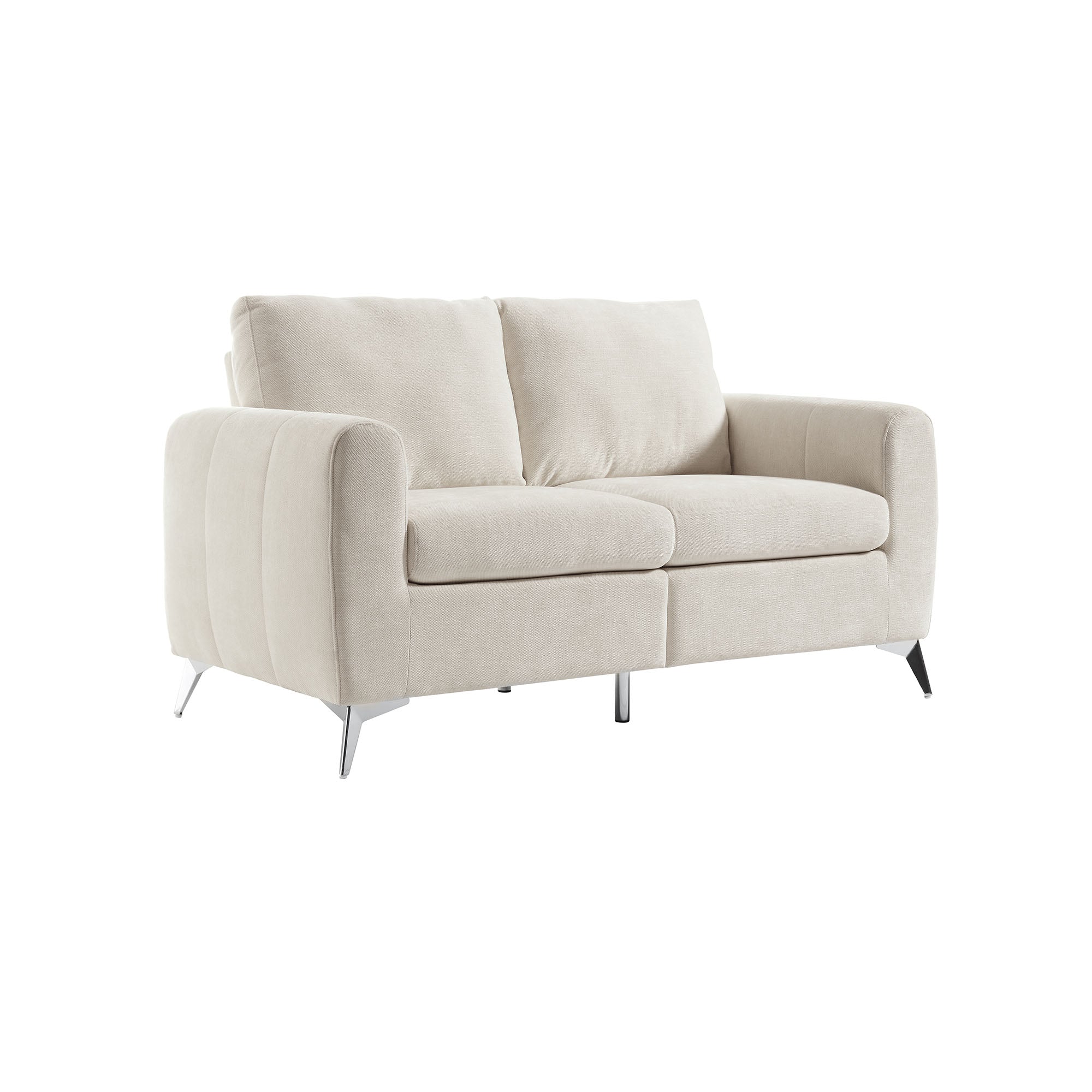 Noak 2-Seater Beige Woven Fabric Sofa with Chrome Legs - Image 5