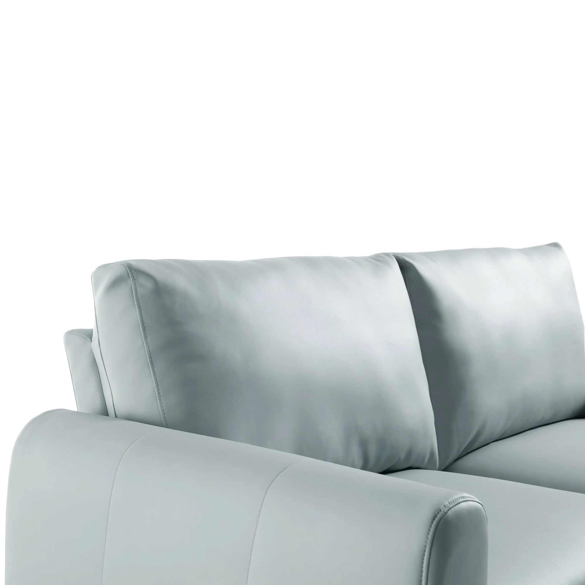 Noak 2-Seater Grey Faux Leather Sofa with Chrome Legs - Image 11