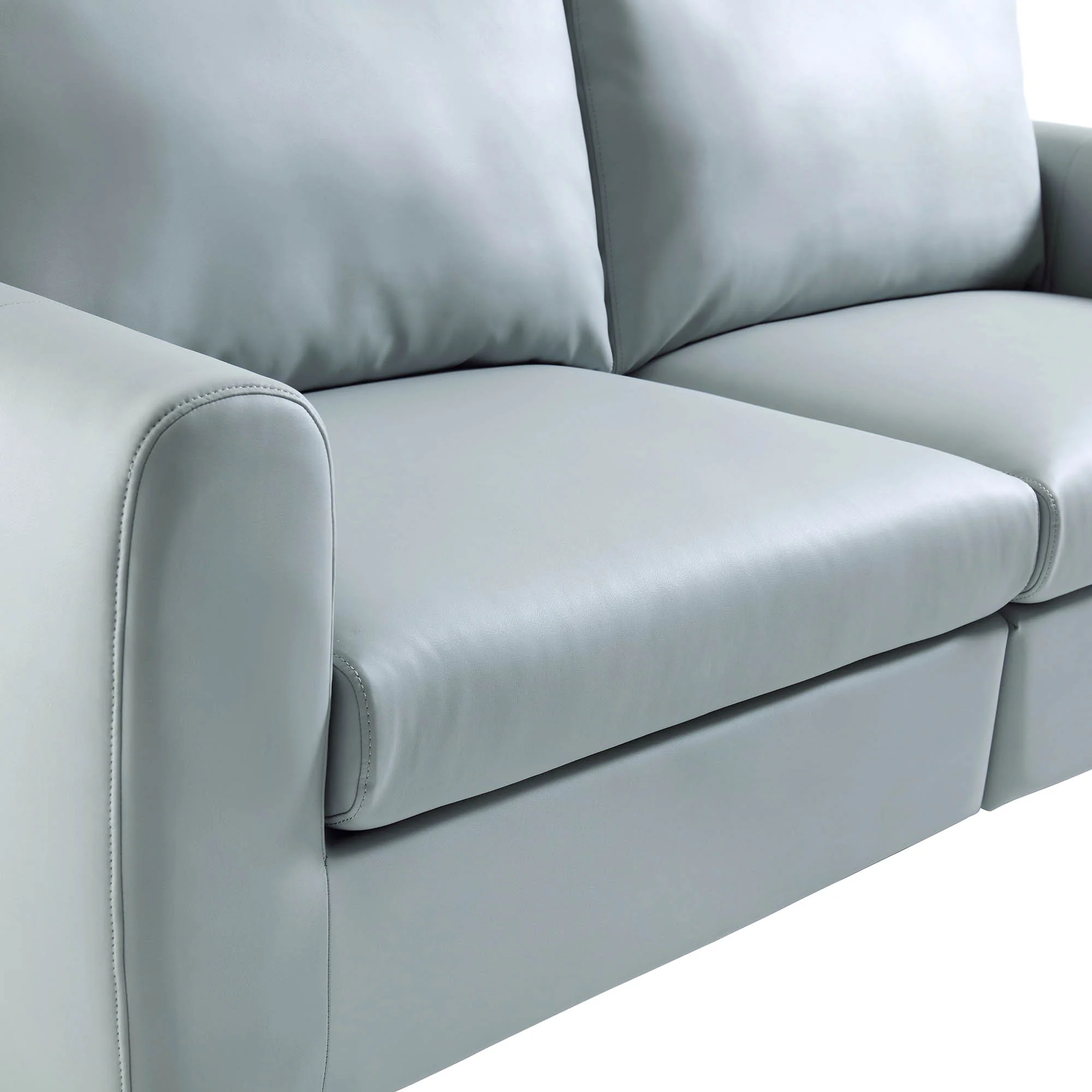 Noak 2-Seater Grey Faux Leather Sofa with Chrome Legs - Image 13