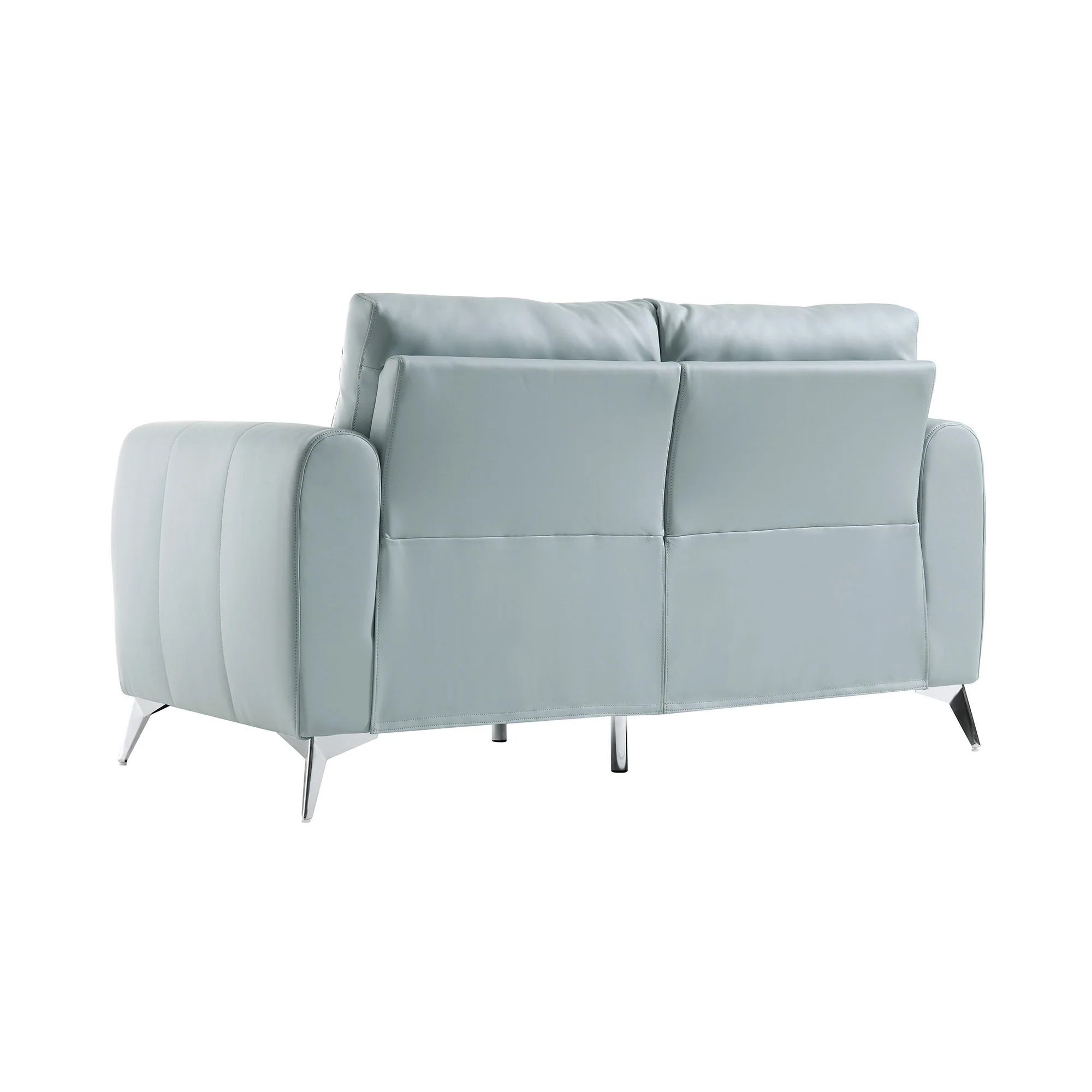 Noak 2-Seater Grey Faux Leather Sofa with Chrome Legs - Image 9