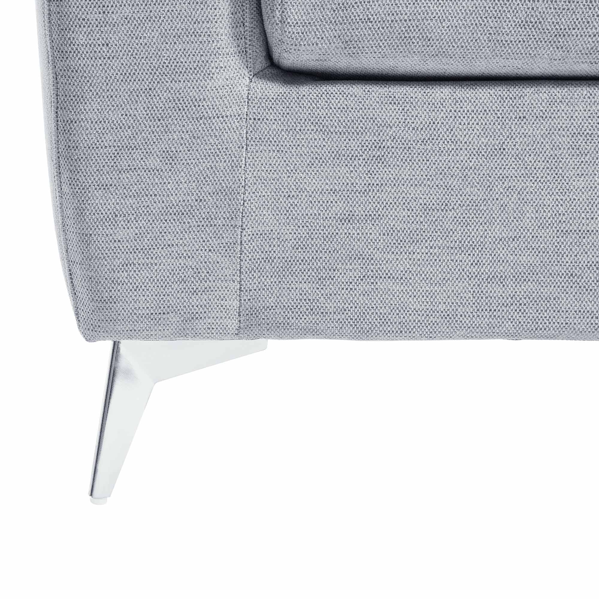 Noak 2-Seater Grey Woven Fabric Sofa with Chrome Legs - Image 12