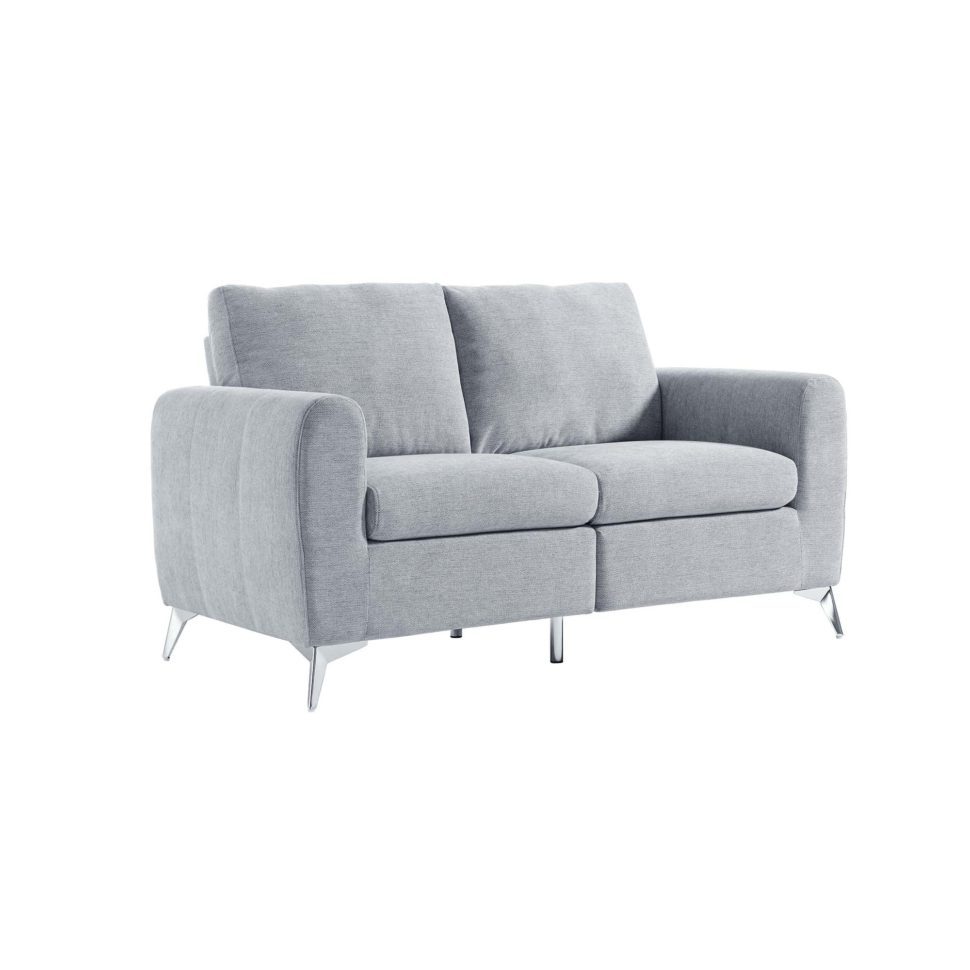 Noak 2-Seater Grey Woven Fabric Sofa with Chrome Legs - Image 5
