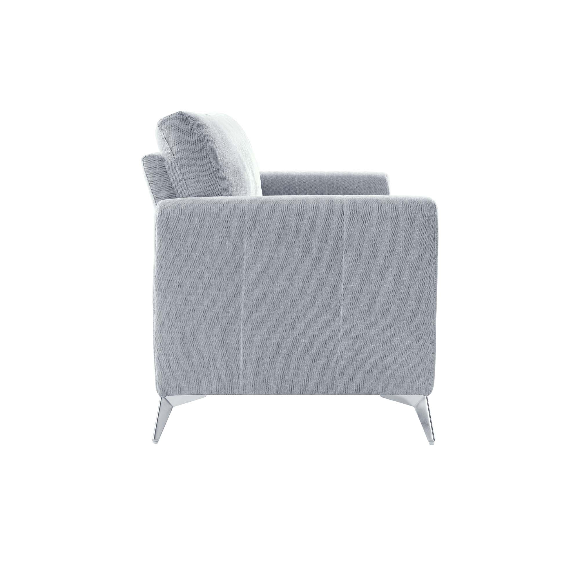 Noak 2-Seater Grey Woven Fabric Sofa with Chrome Legs - Image 8