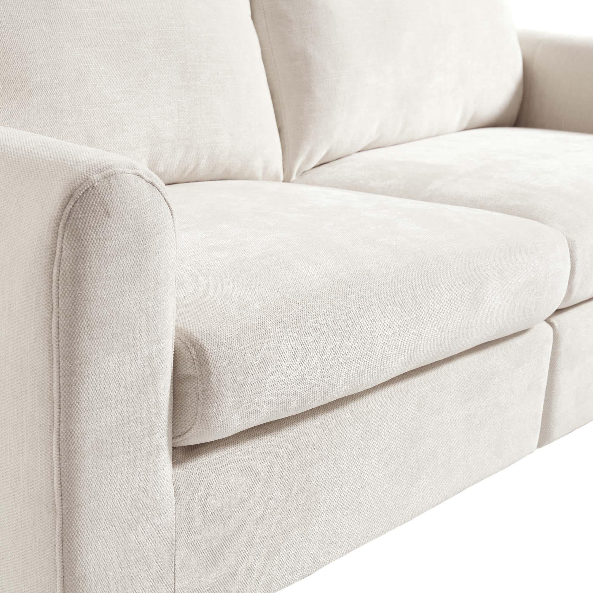 Noak 3-Seater Beige Woven Fabric Sofa with Chrome Legs - Image 13