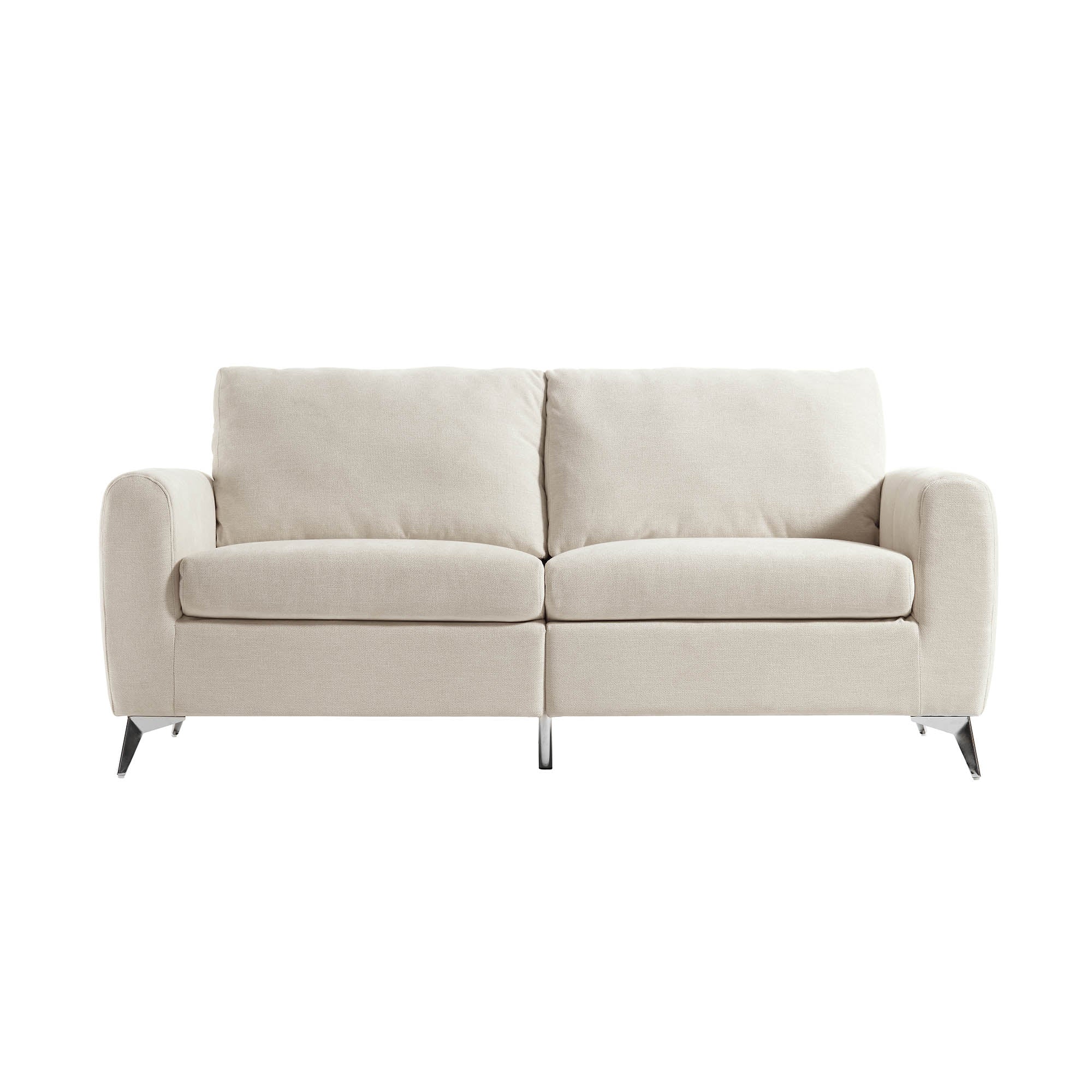 Noak 3-Seater Beige Woven Fabric Sofa with Chrome Legs - Image 4