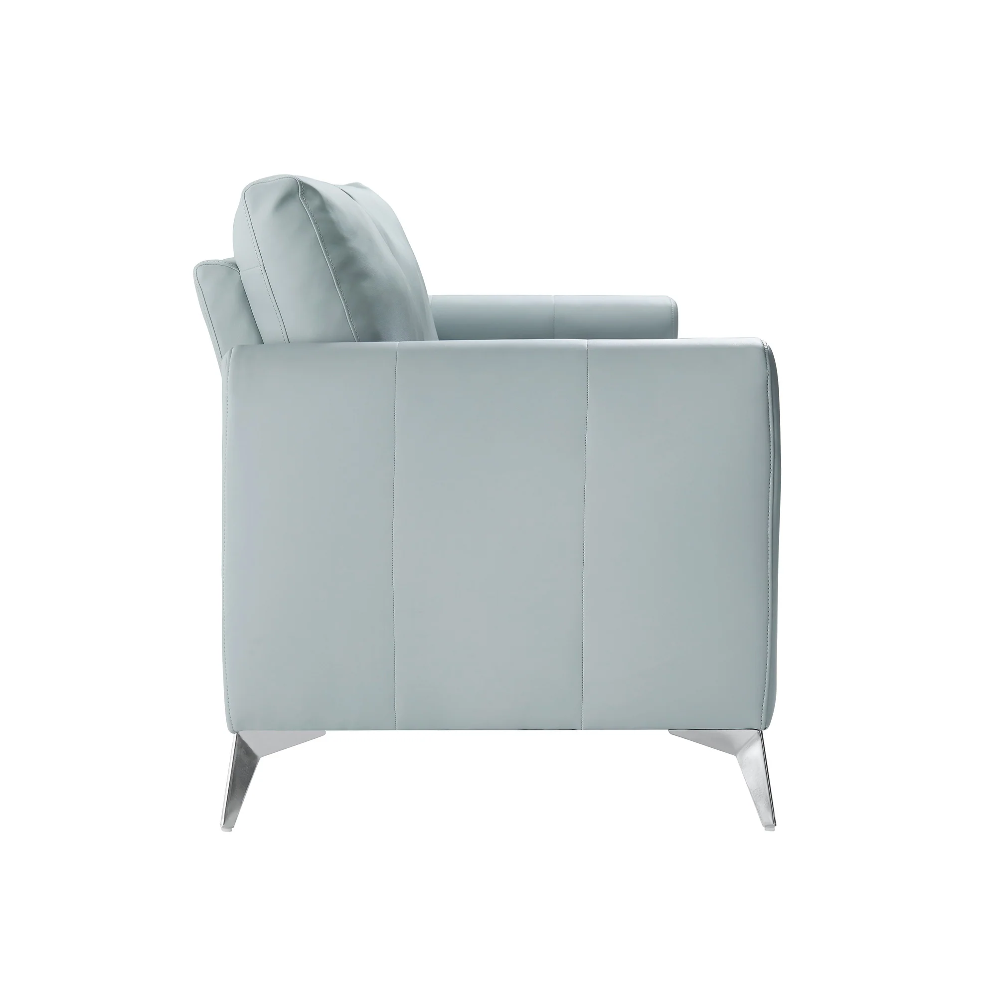 Noak 3-Seater Grey Faux Leather Sofa with Chrome Legs - Image 7