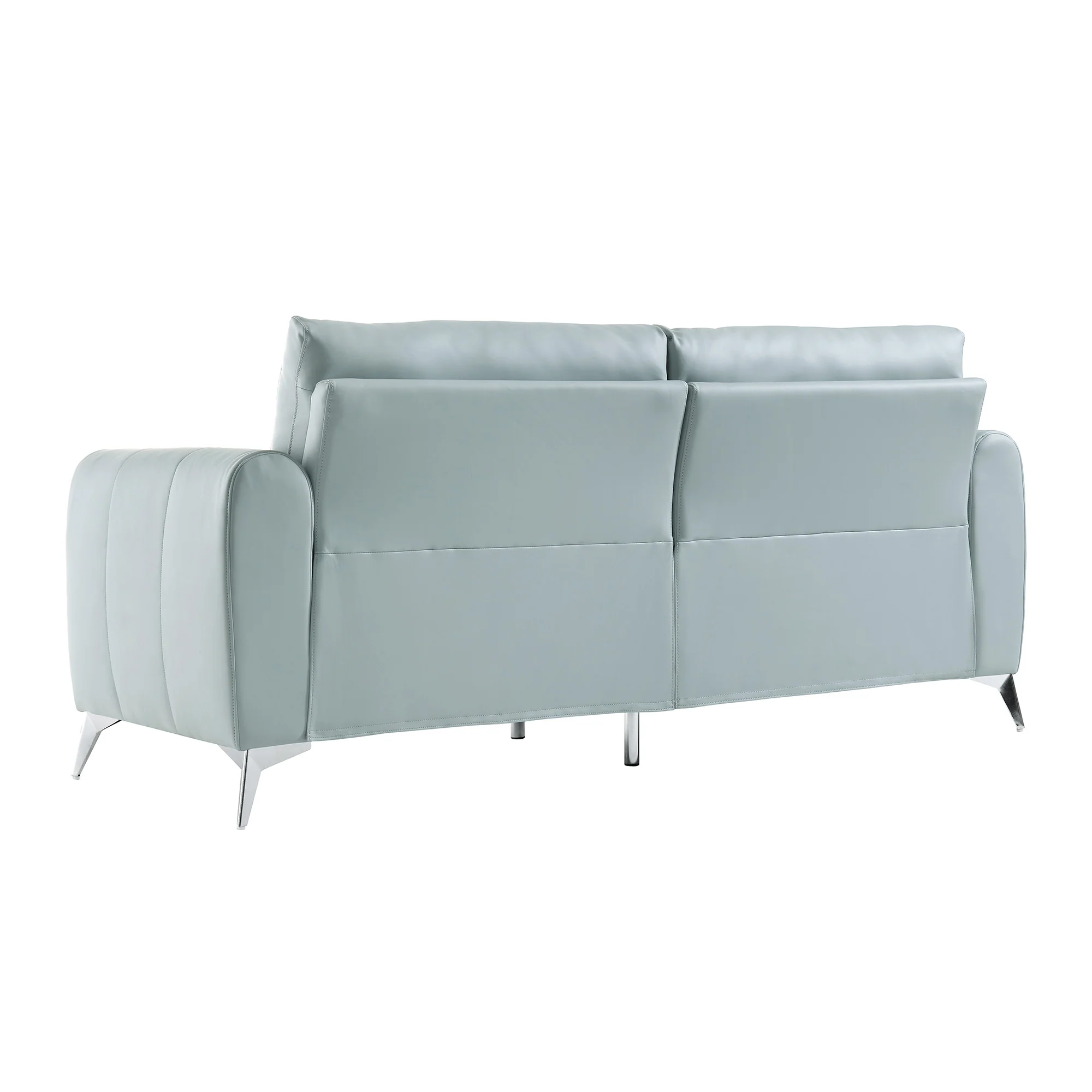 Noak 3-Seater Grey Faux Leather Sofa with Chrome Legs - Image 8