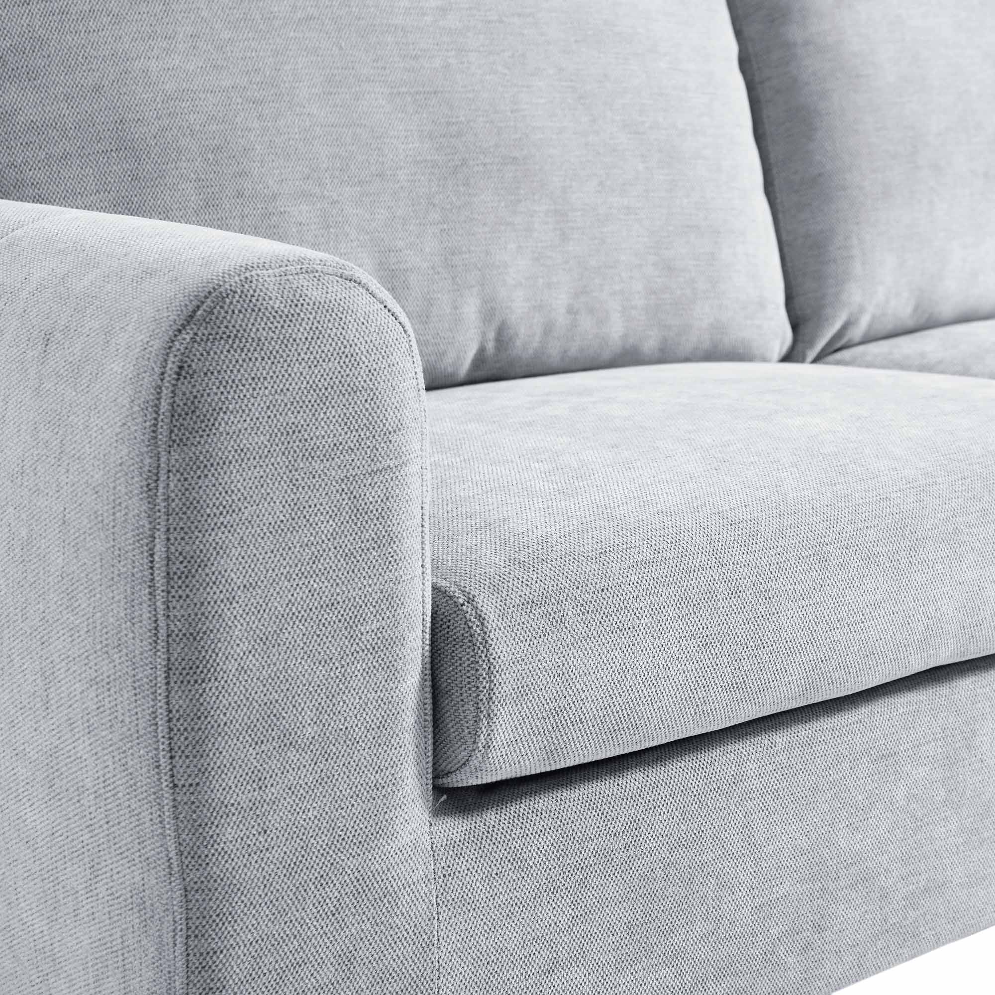 Noak 3-Seater Grey Woven Fabric Sofa with Chrome Legs - Image 12