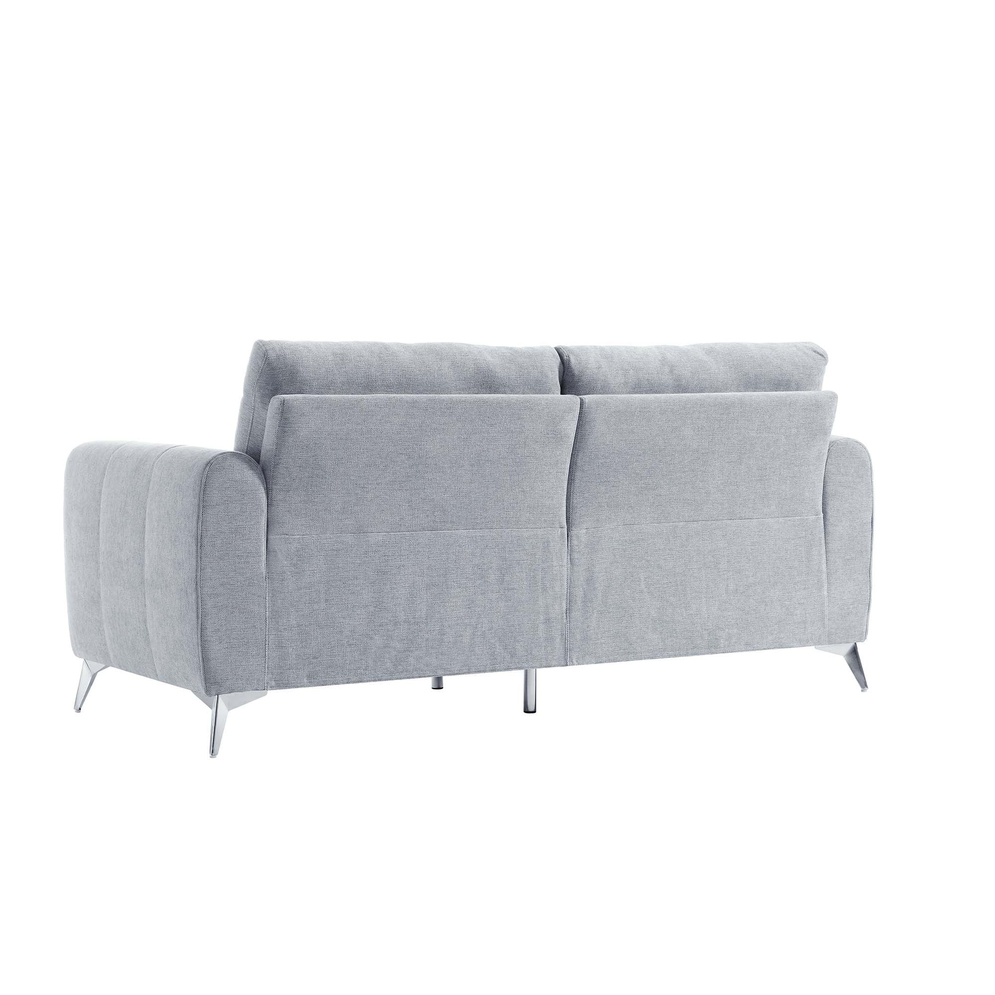 Noak 3-Seater Grey Woven Fabric Sofa with Chrome Legs - Image 7