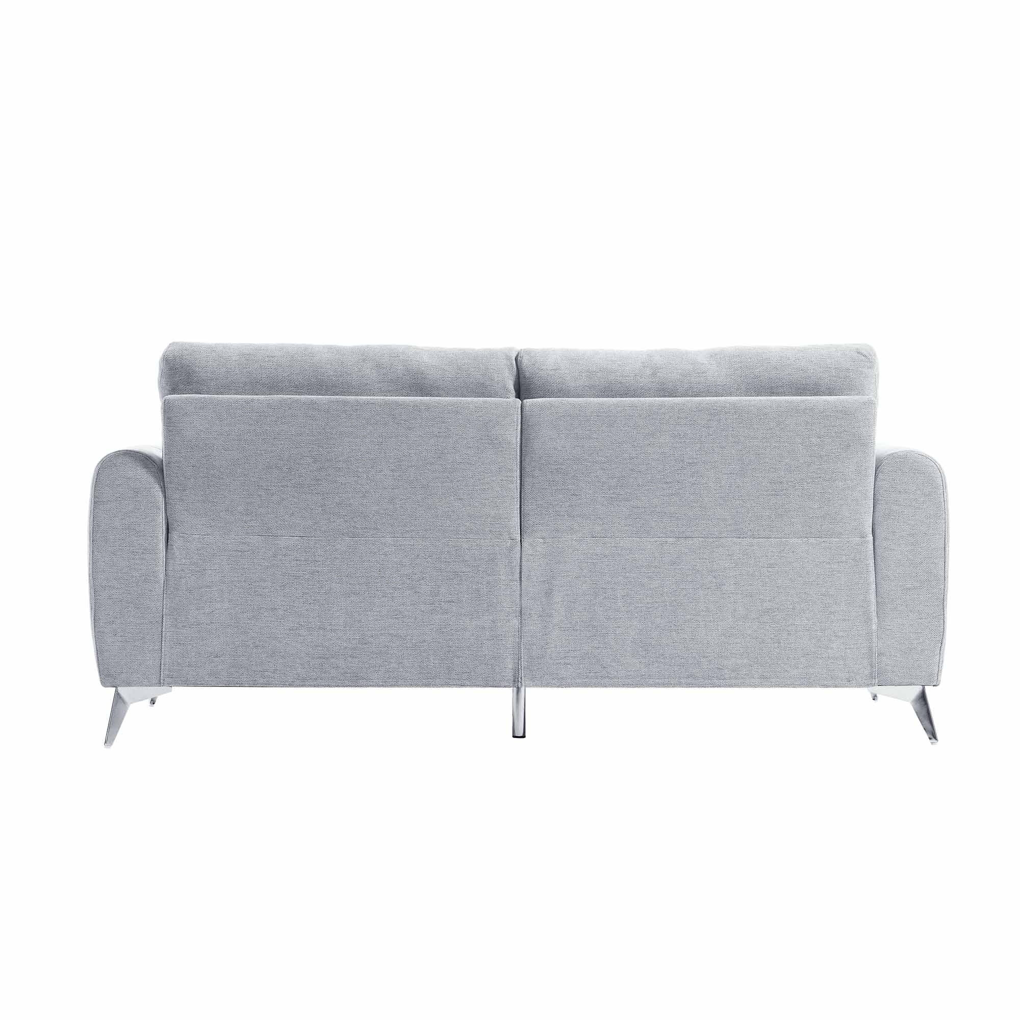 Noak 3-Seater Grey Woven Fabric Sofa with Chrome Legs - Image 8