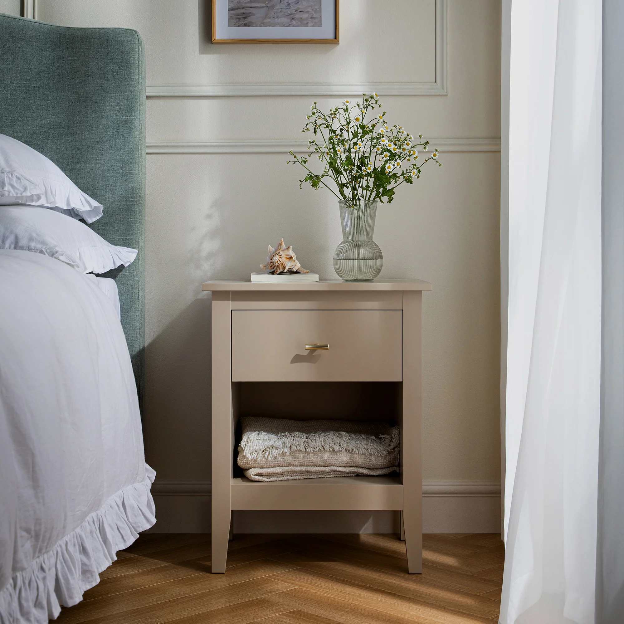 Oakham 1-Drawer Bedside Table, Deep Greige - Image 2