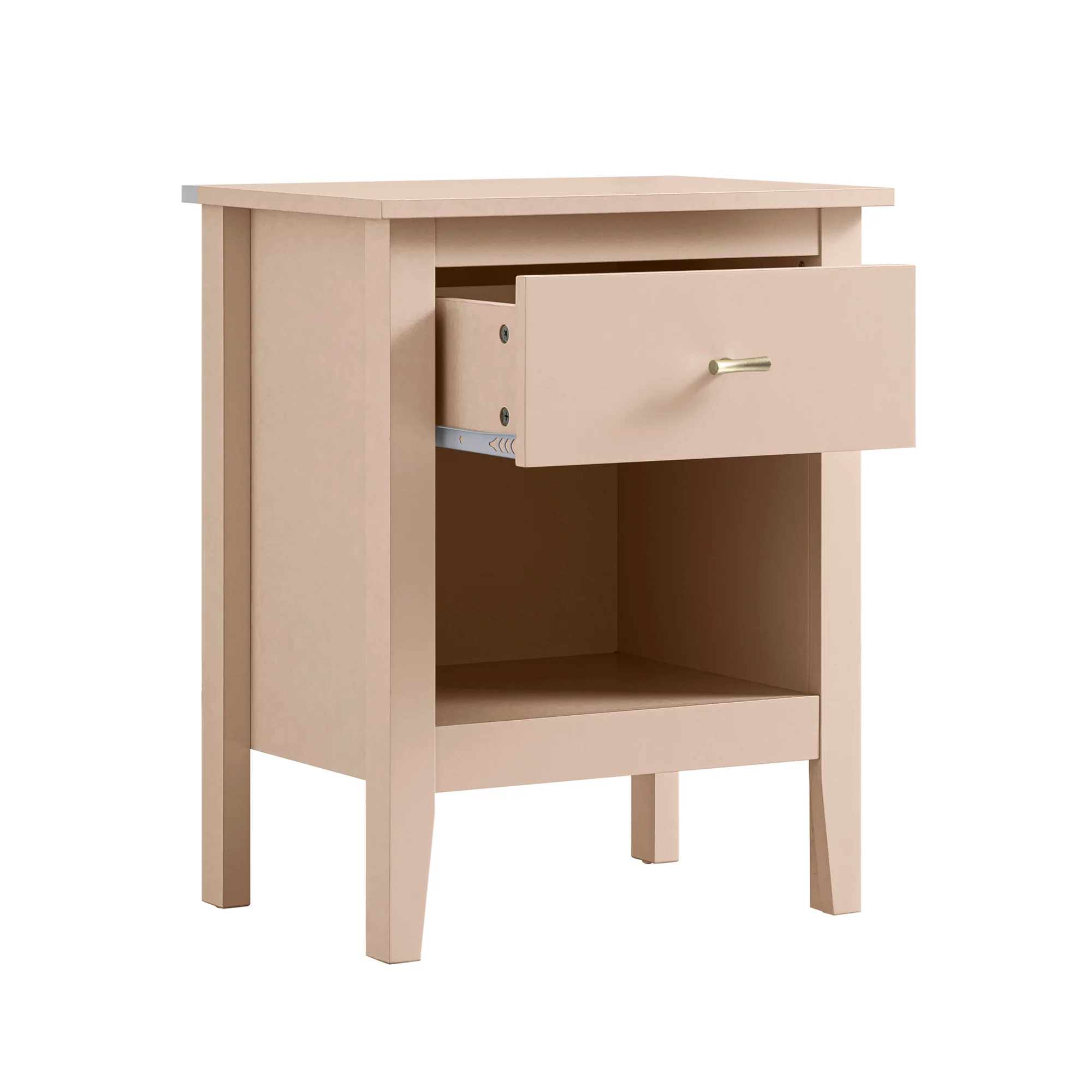Oakham 1-Drawer Bedside Table, Nude Pink - Image 9