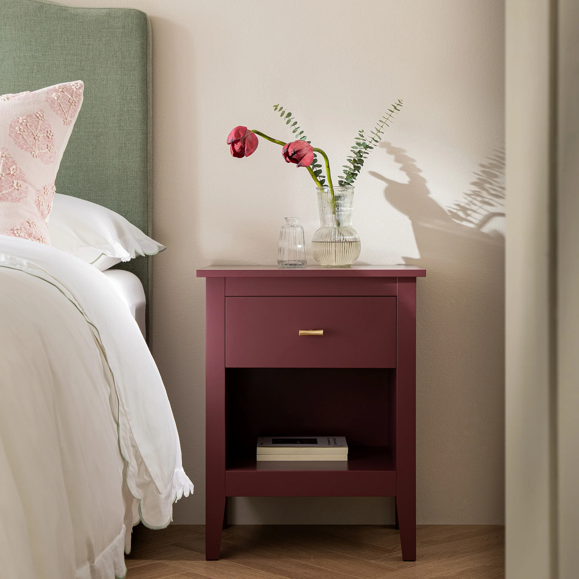 Oakham 1-Drawer Bedside Table, Wild Cherry - Image 2
