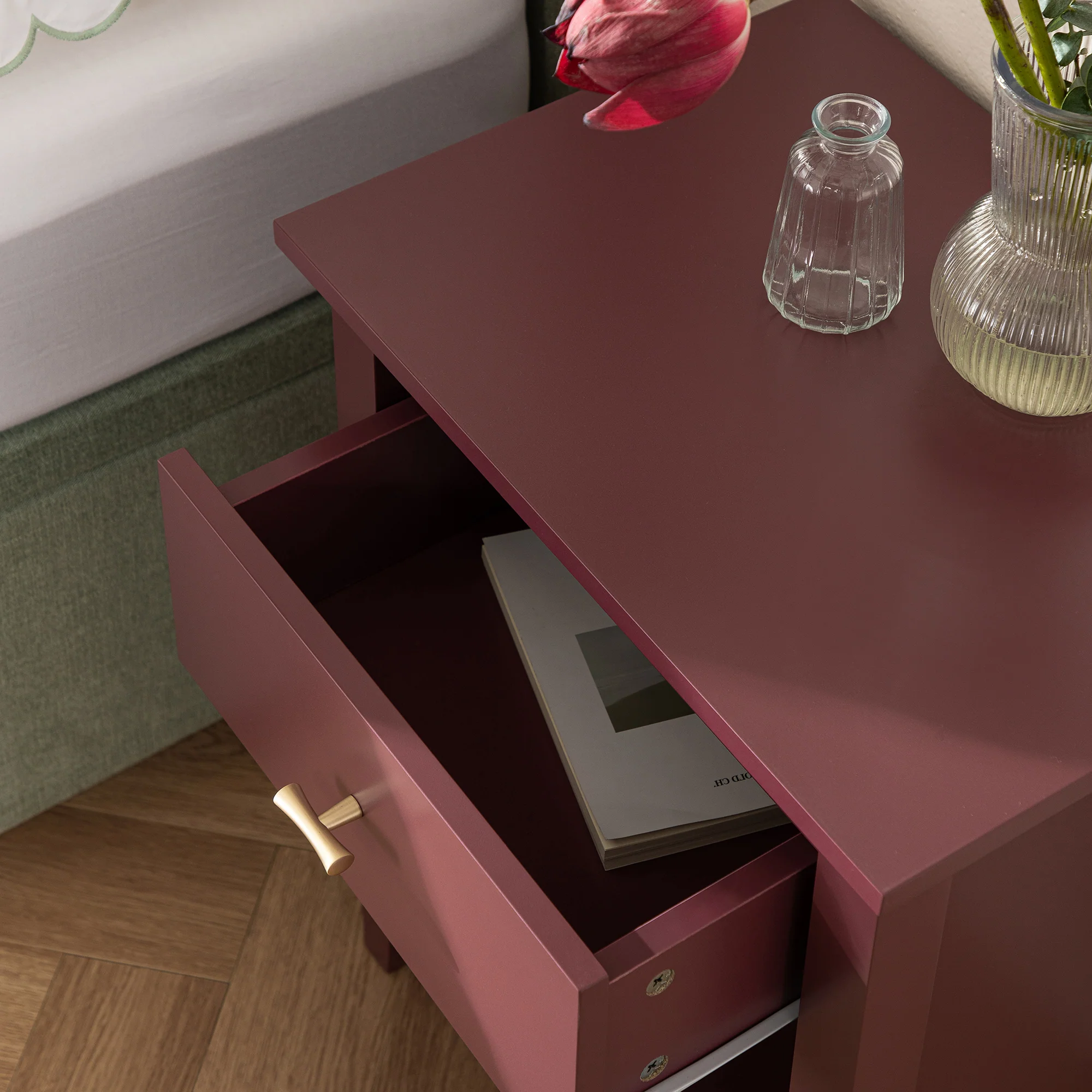 Oakham 1-Drawer Bedside Table, Wild Cherry - Image 4