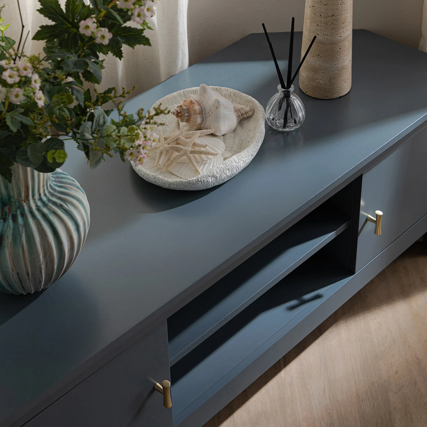 Oakham 120cm Corner TV Unit, Stormy Blue - Image 5