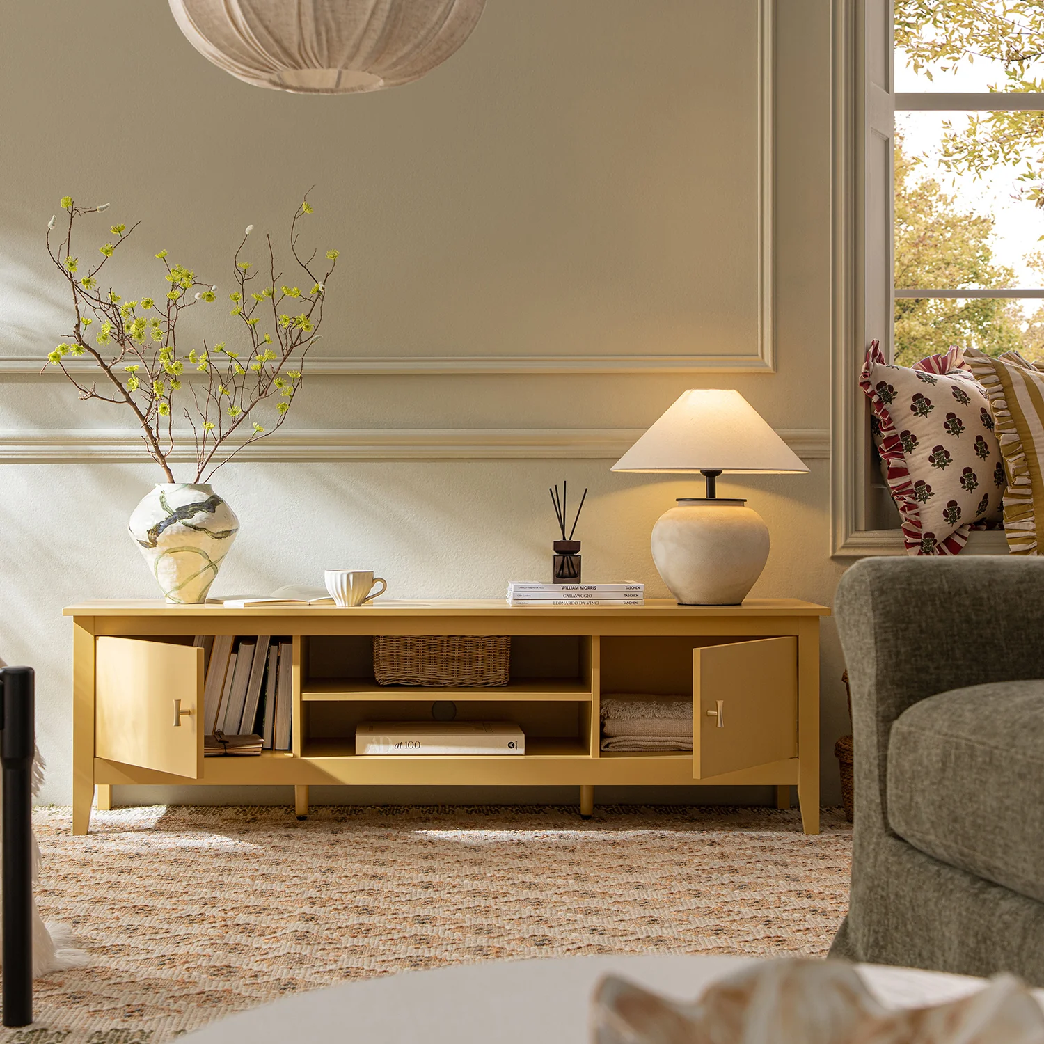Oakham 150cm TV Unit, Rattan Yellow - Image 3