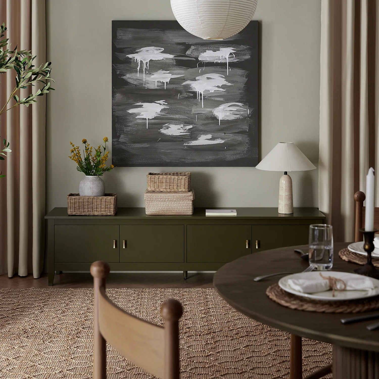 Oakham 180cm Wide TV Unit, Olive Grove - Image 2