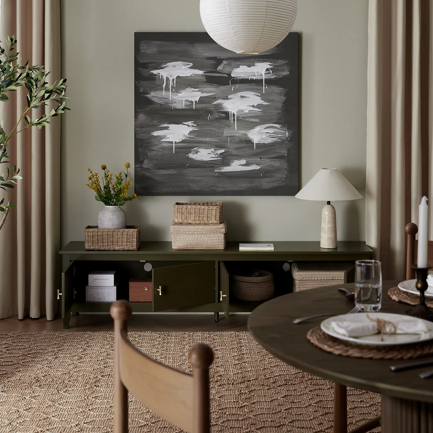Oakham 180cm Wide TV Unit, Olive Grove - Image 3