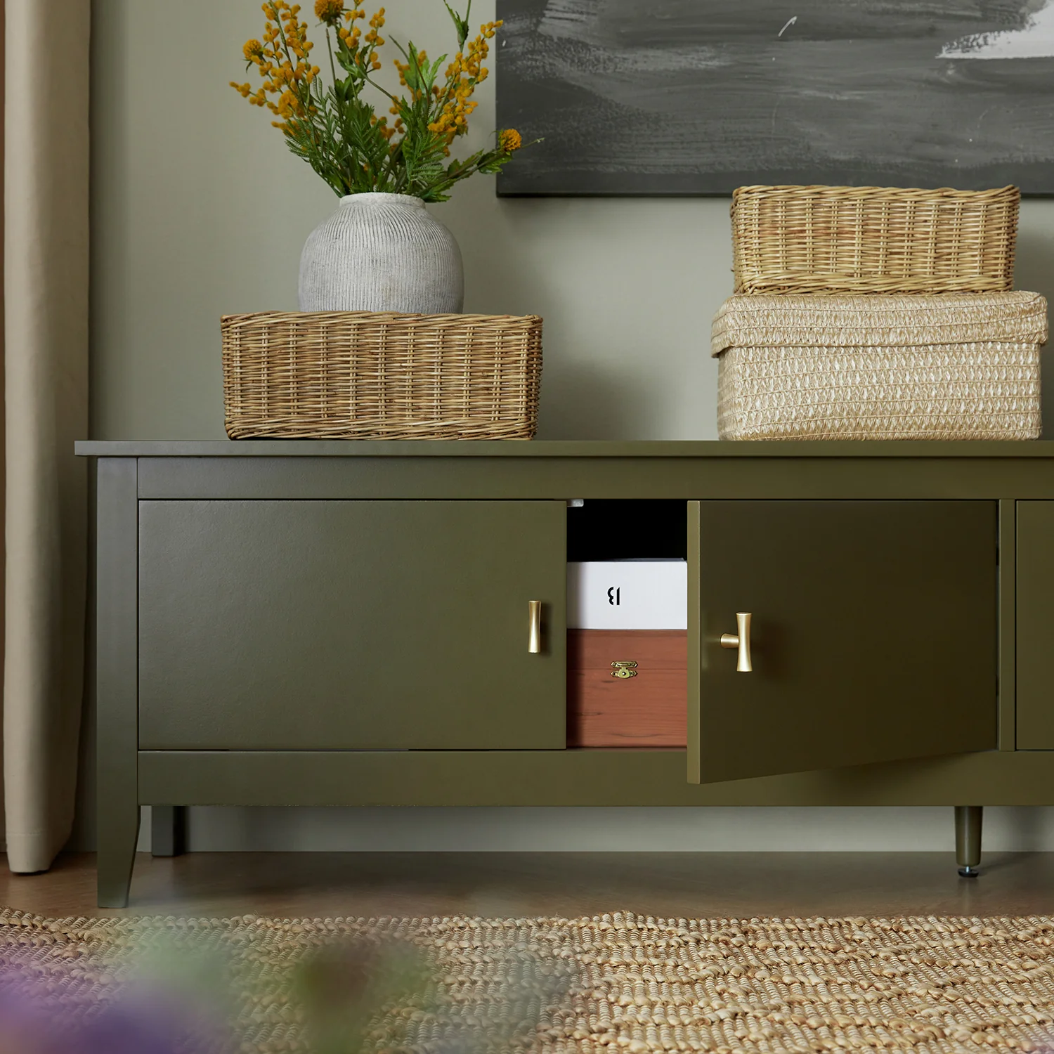 Oakham 180cm Wide TV Unit, Olive Grove - Image 4