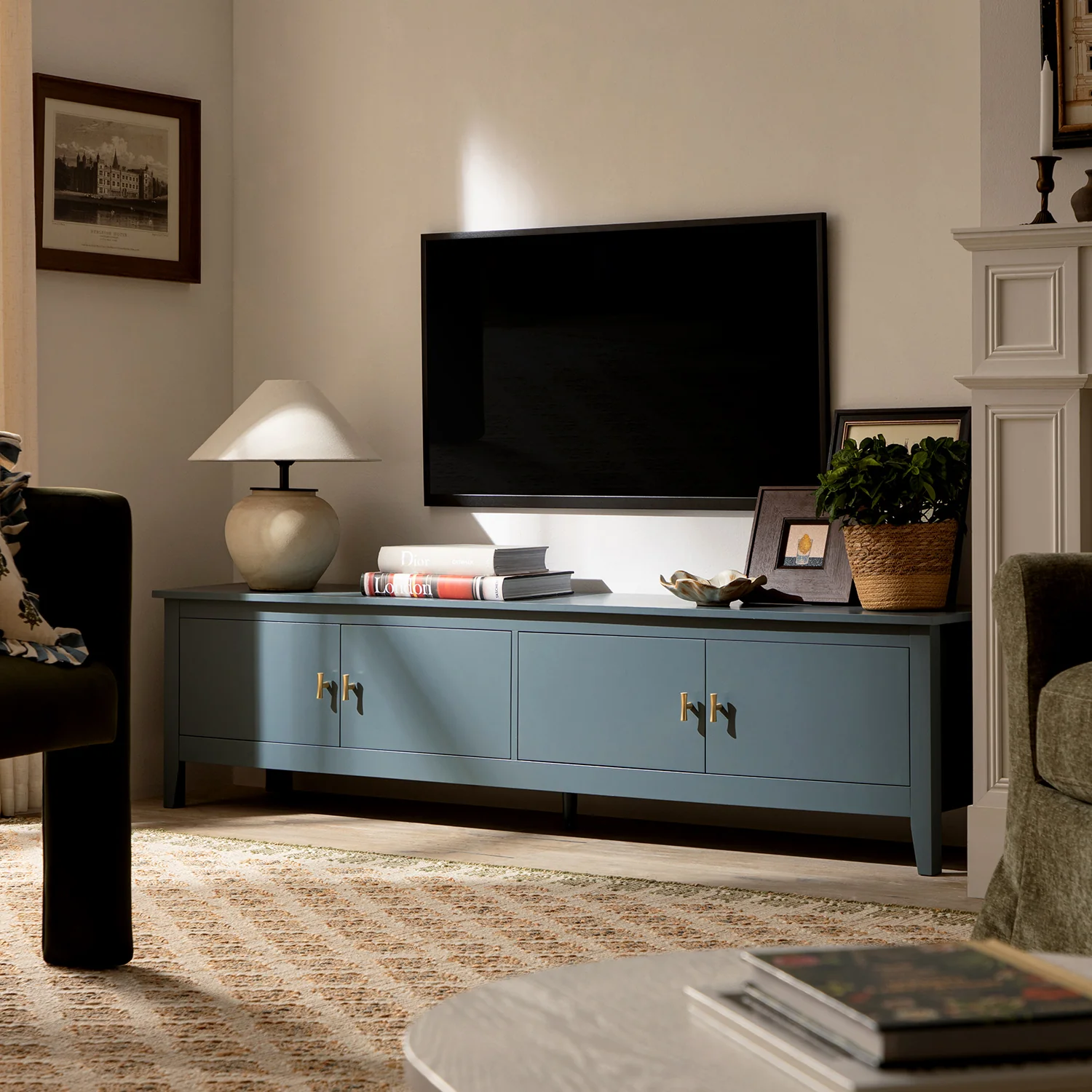 Oakham 180cm Wide TV Unit, Stormy Blue - Image 3