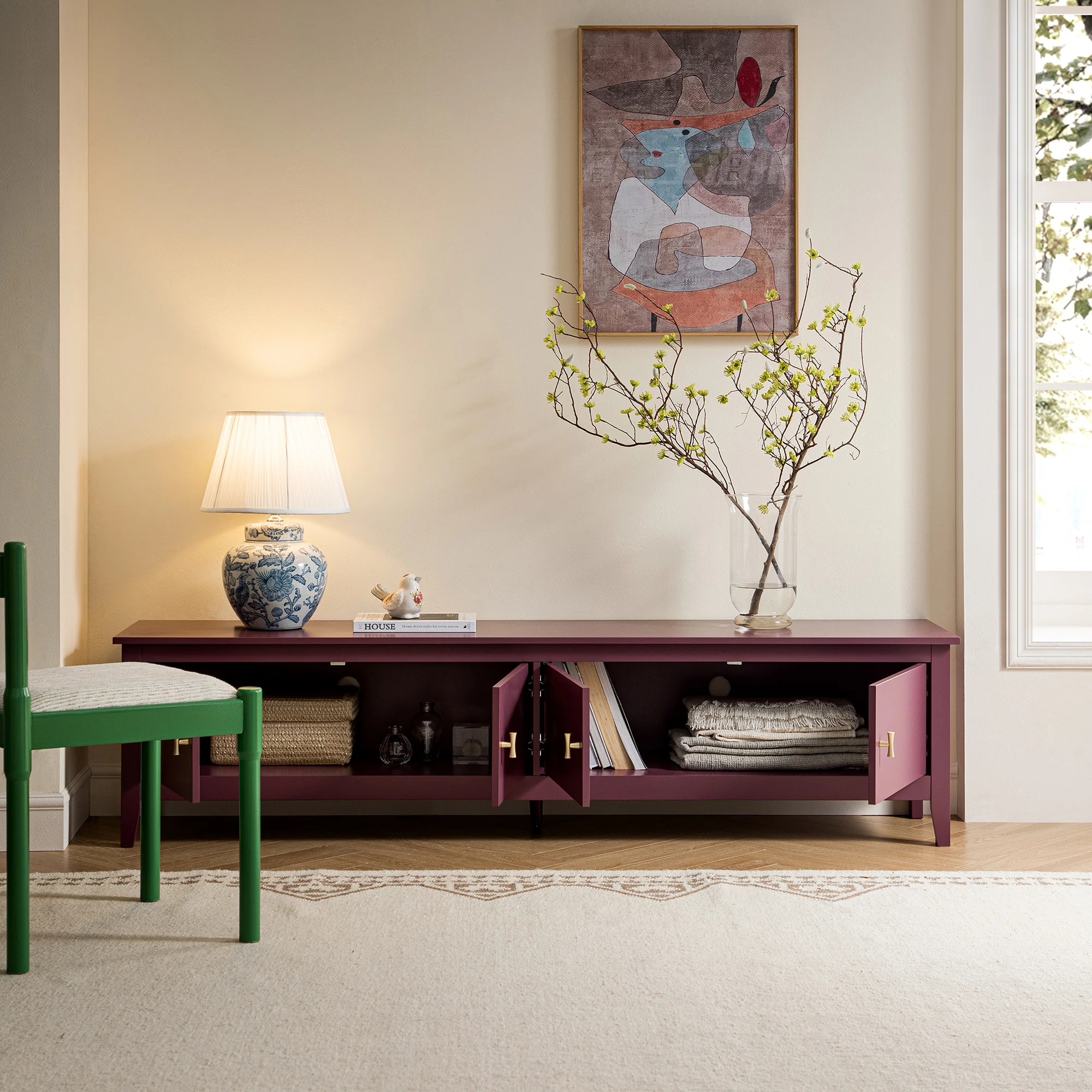 Oakham 180cm Wide TV Unit, Wild Cherry - Image 2