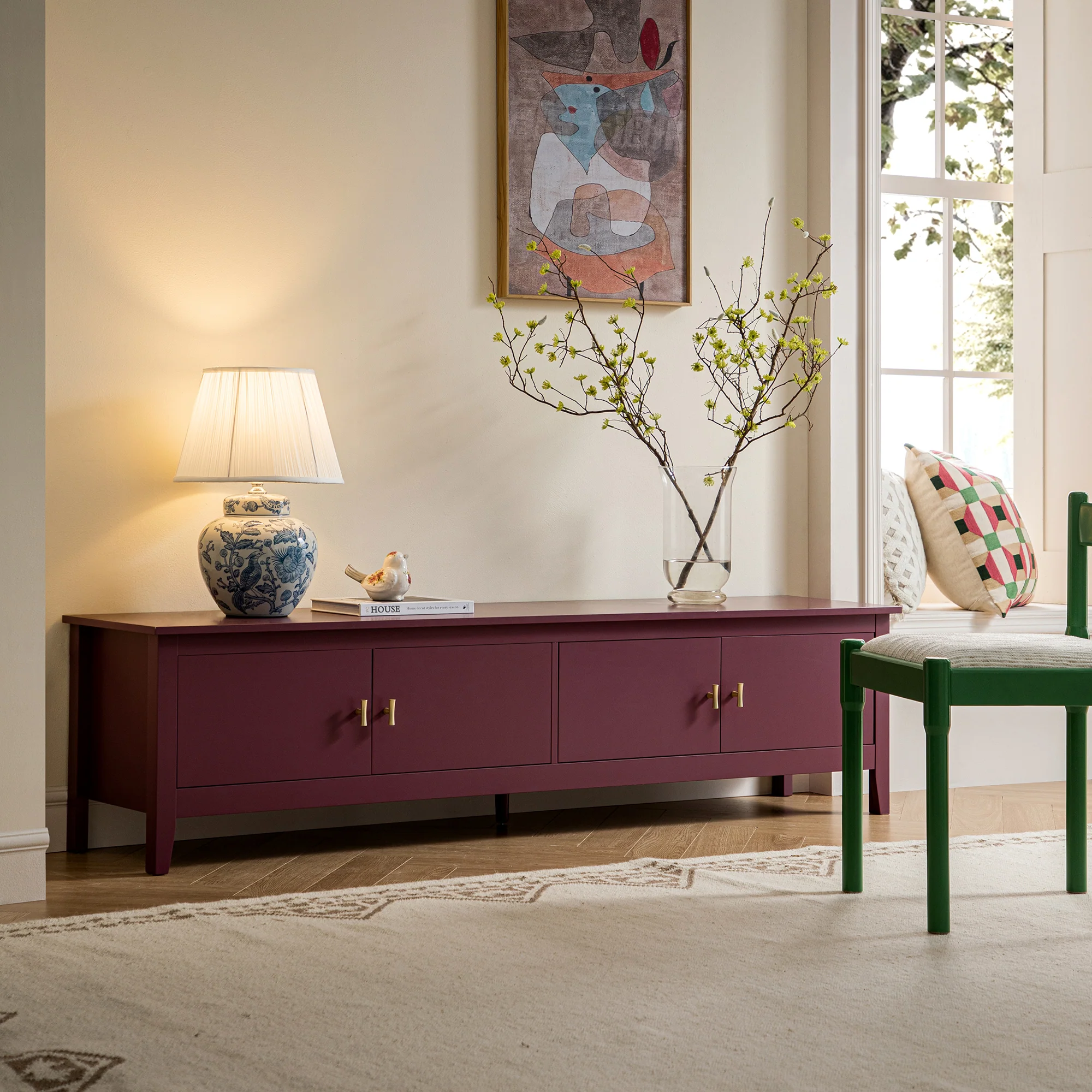 Oakham 180cm Wide TV Unit, Wild Cherry - Image 3