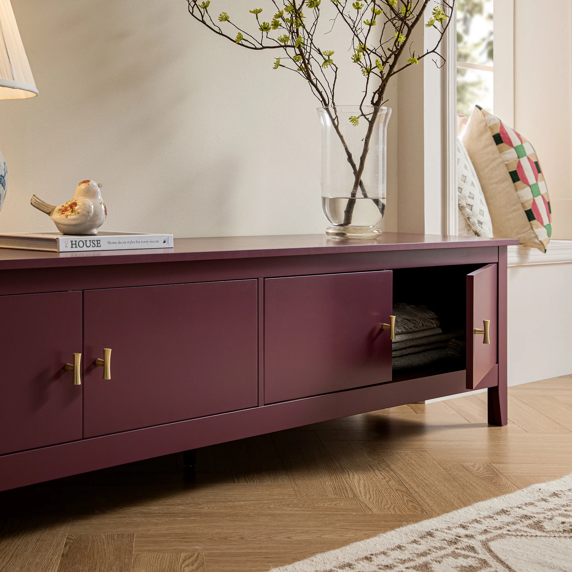 Oakham 180cm Wide TV Unit, Wild Cherry - Image 5