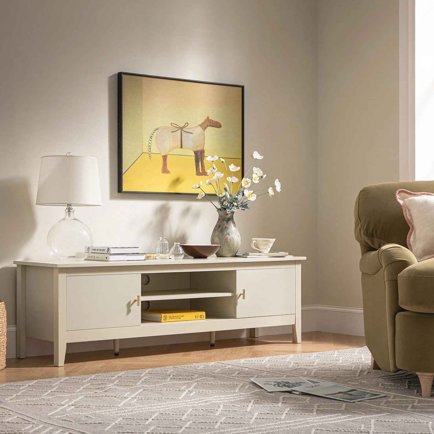 Oakham 150cm TV Unit, Shaded White - Image 2