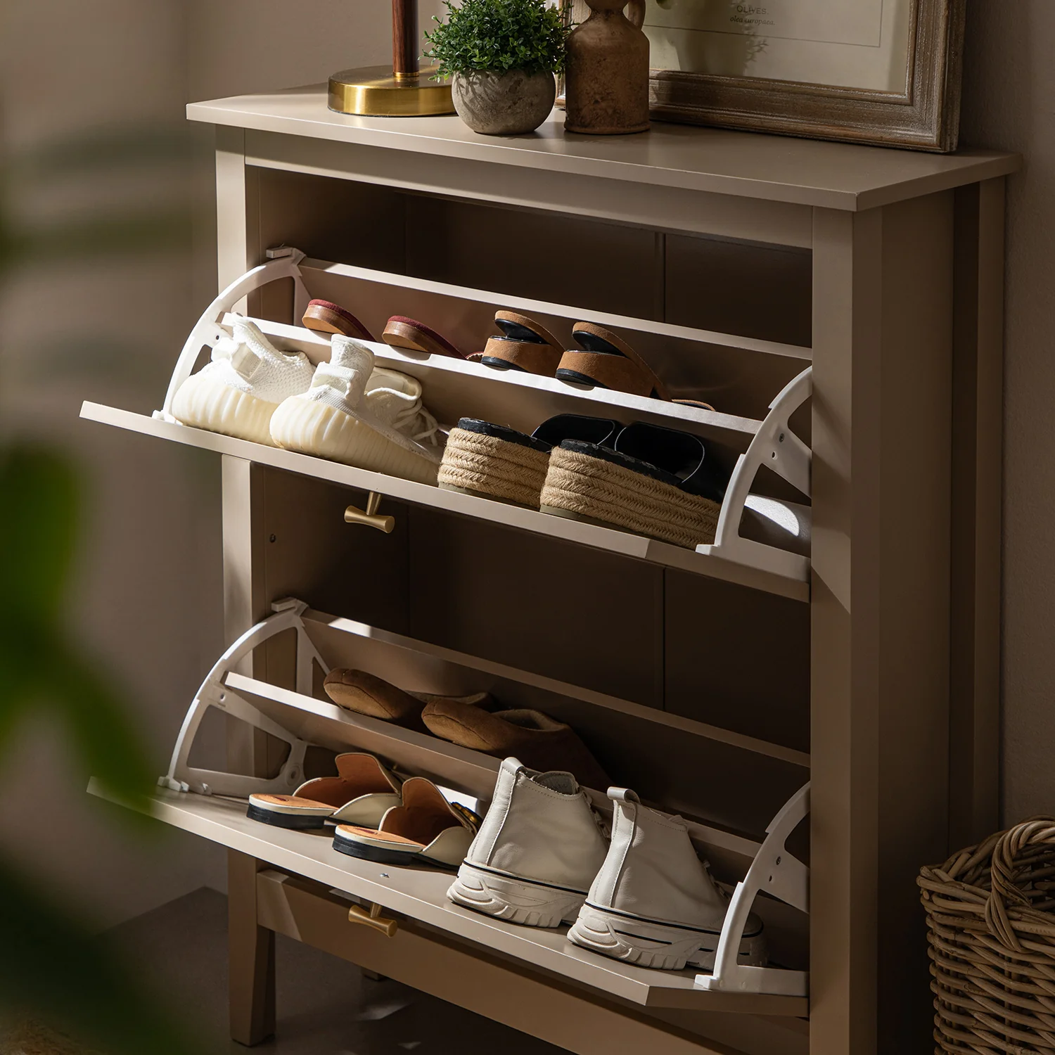 Oakham 2-Tier Shoe Cabinet, Deep Greige - Image 5