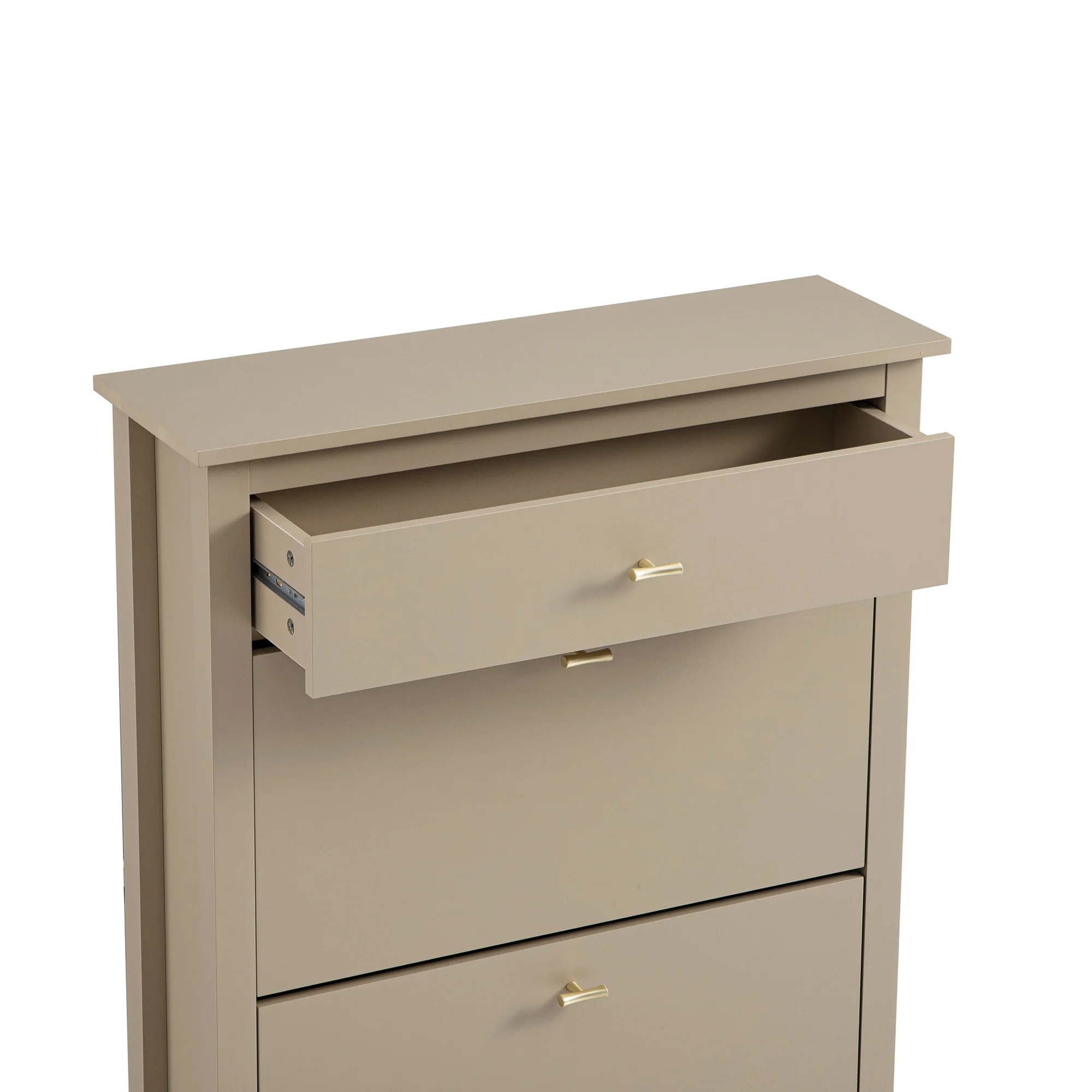 Oakham 2-Tier Shoe Cabinet with Top Drawer, Deep Greige - Image 14