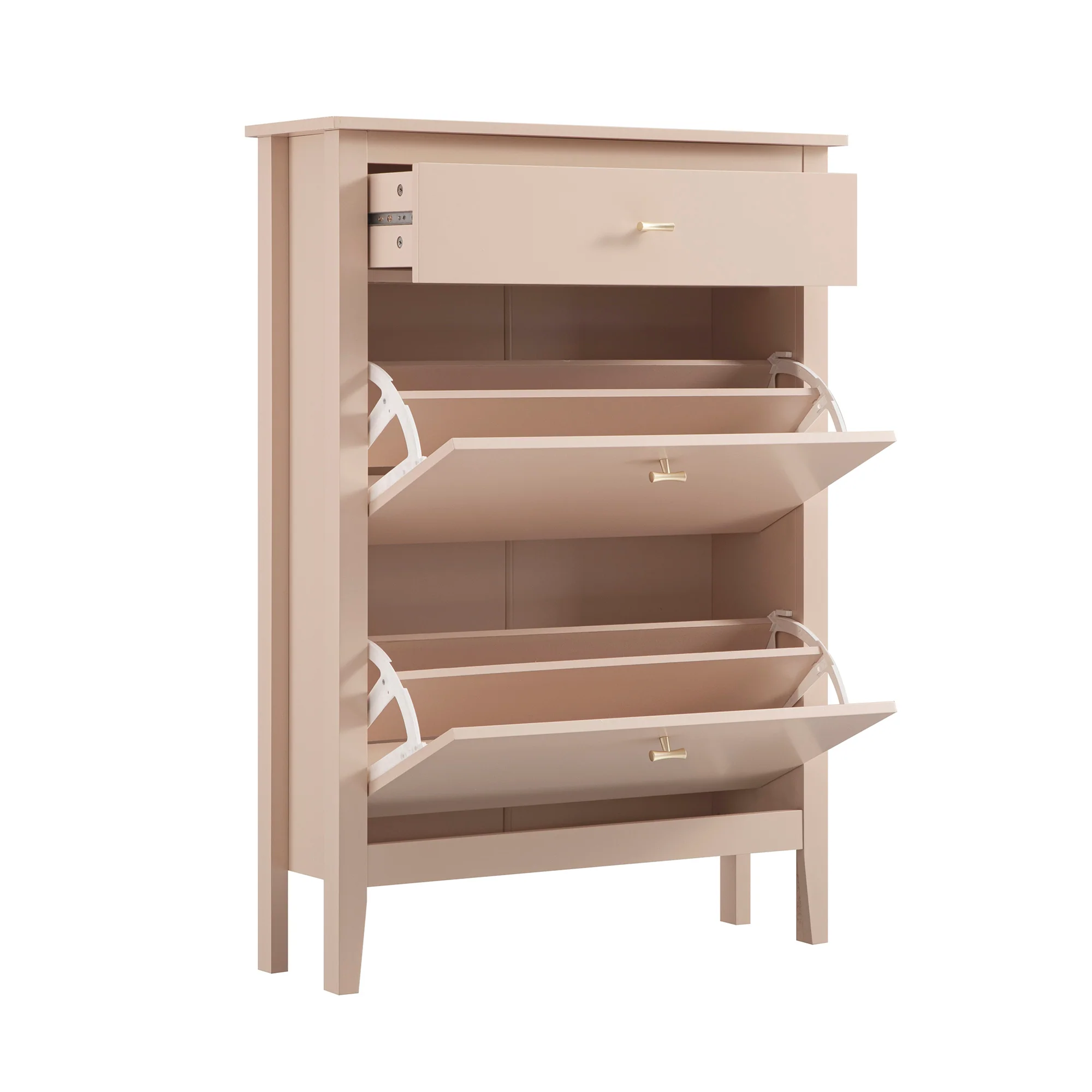 Oakham 2-Tier Shoe Cabinet with Top Drawer, Nude Pink - Image 10