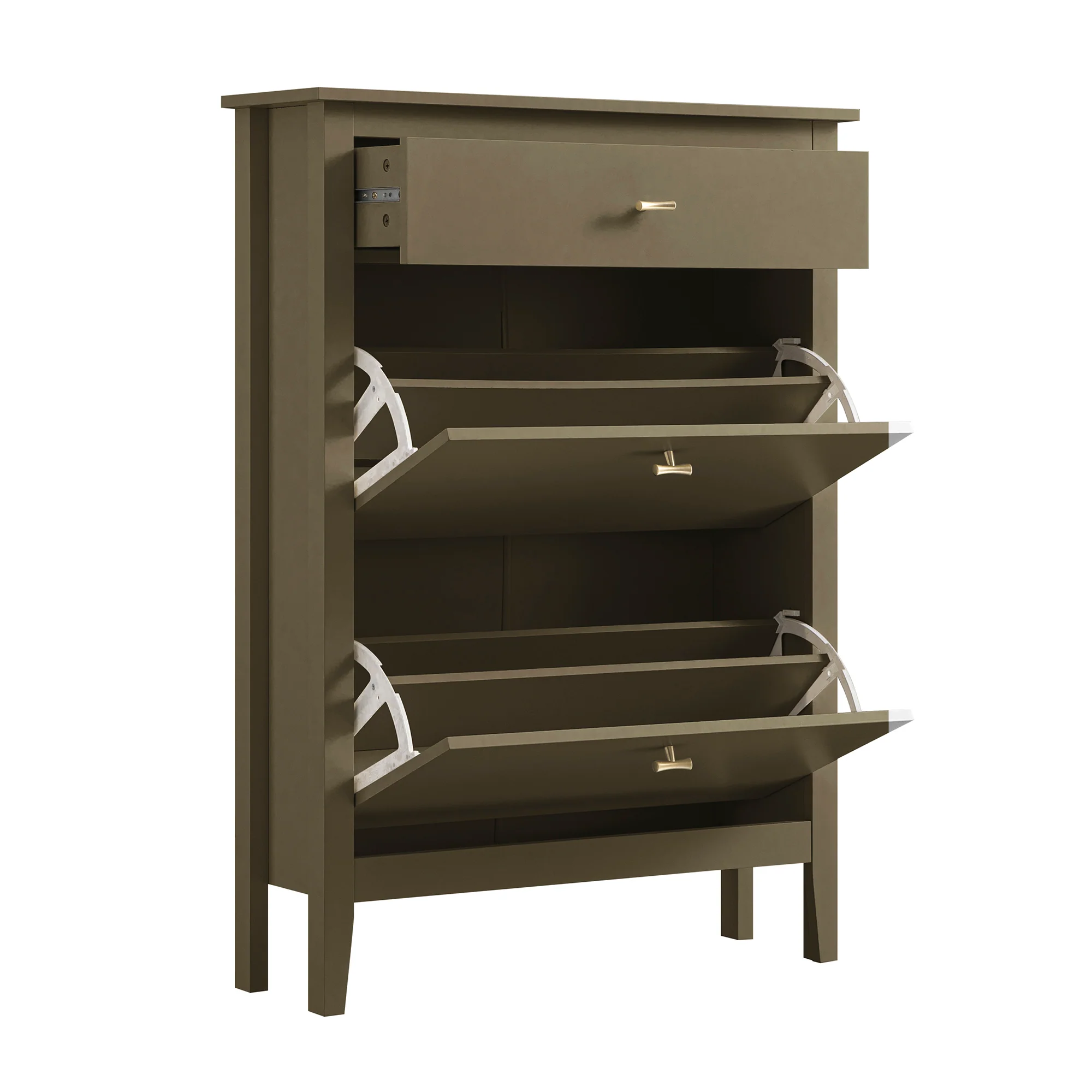 Oakham 2-Tier Shoe Cabinet with Top Drawer, Olive Grove - Image 10