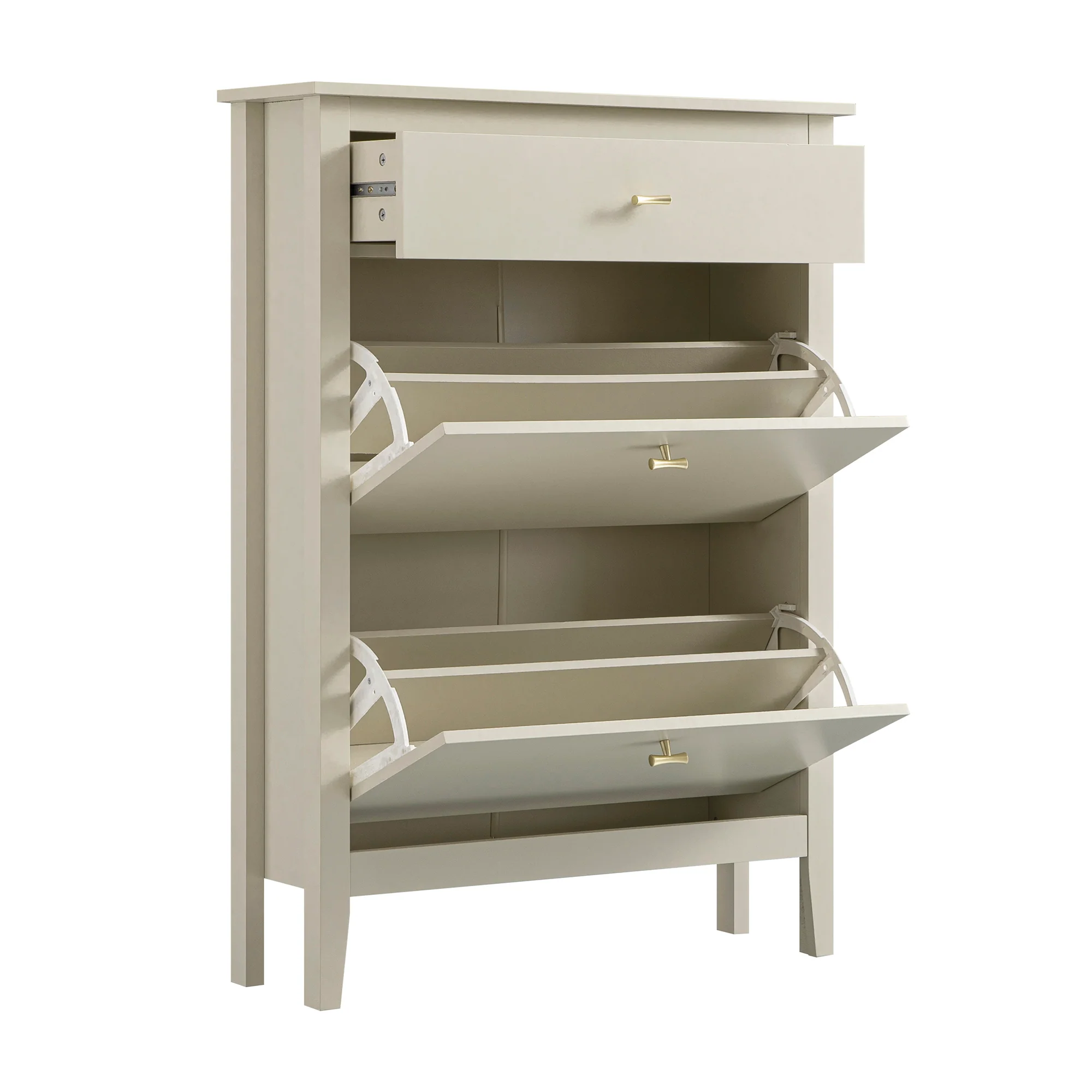 Oakham 2-Tier Shoe Cabinet with Top Drawer, Shaded White - Image 11