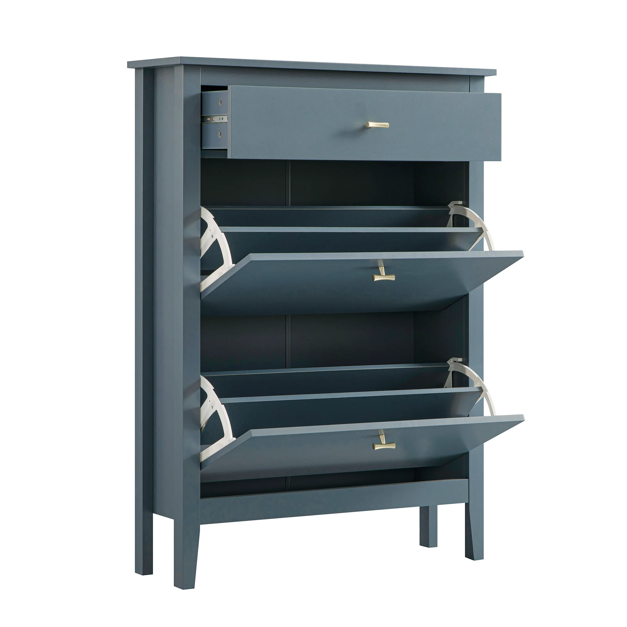Oakham 2-Tier Shoe Cabinet with Top Drawer, Stormy Blue - Image 10
