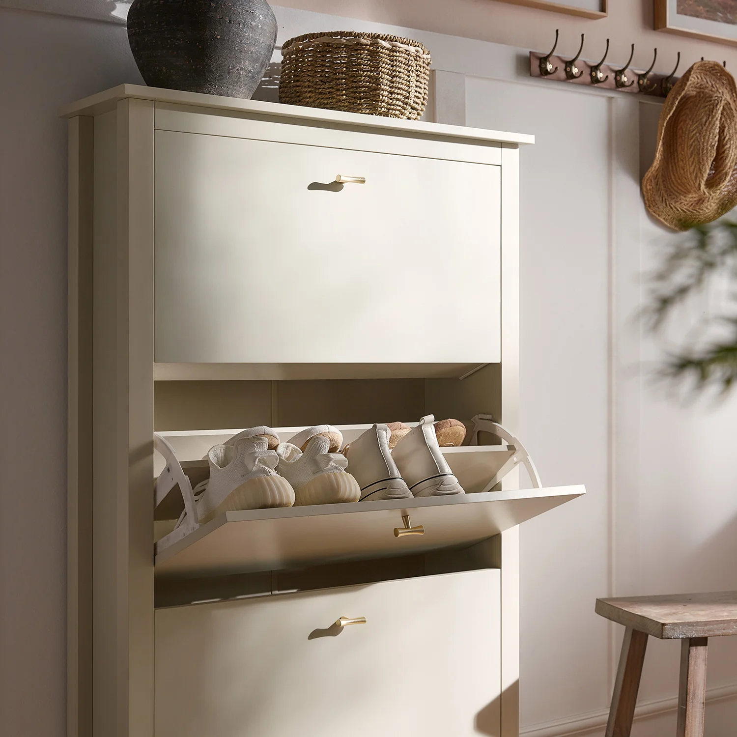 Oakham 3-Tier Shoe Cabinet, Shaded White - Image 4