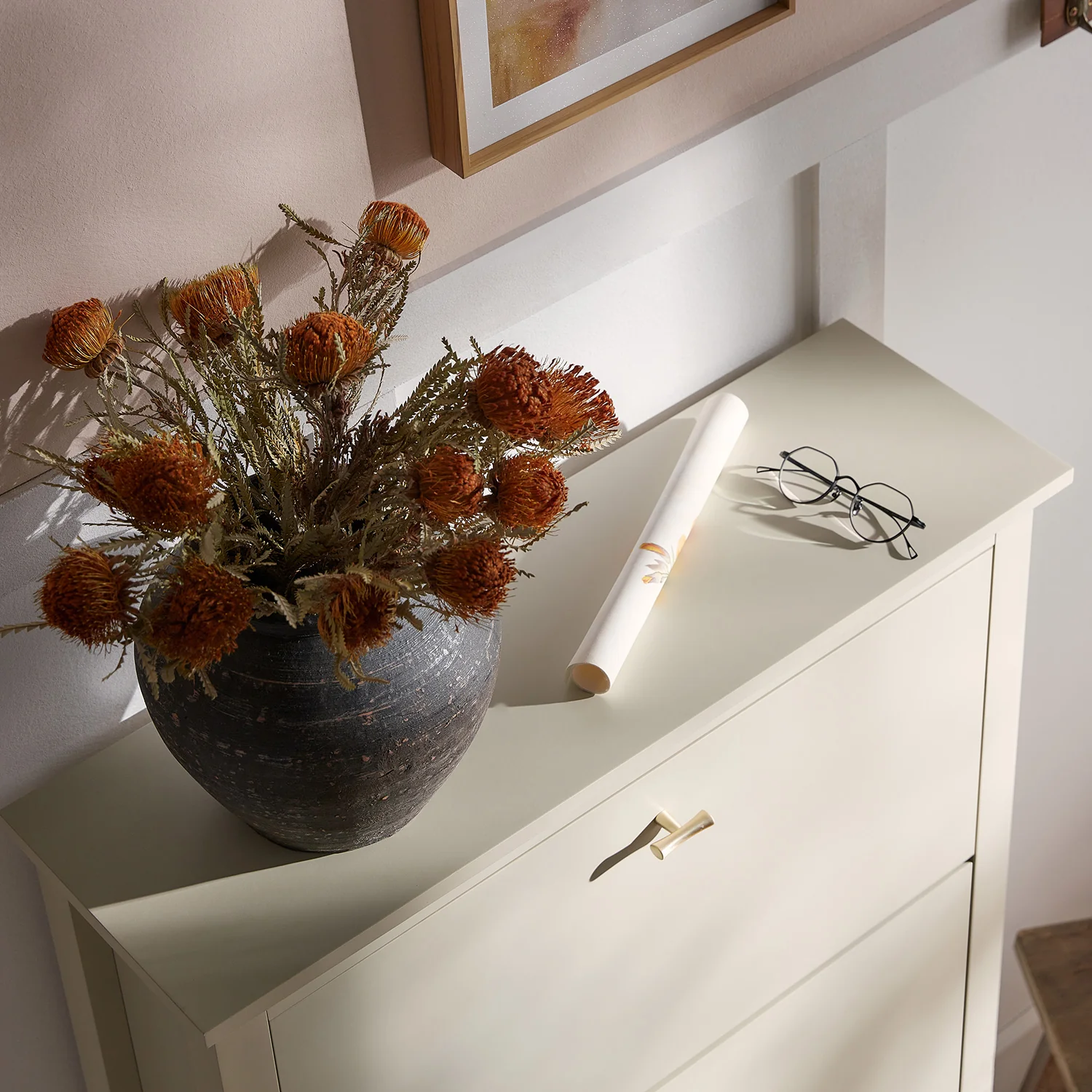 Oakham 3-Tier Shoe Cabinet, Shaded White - Image 5