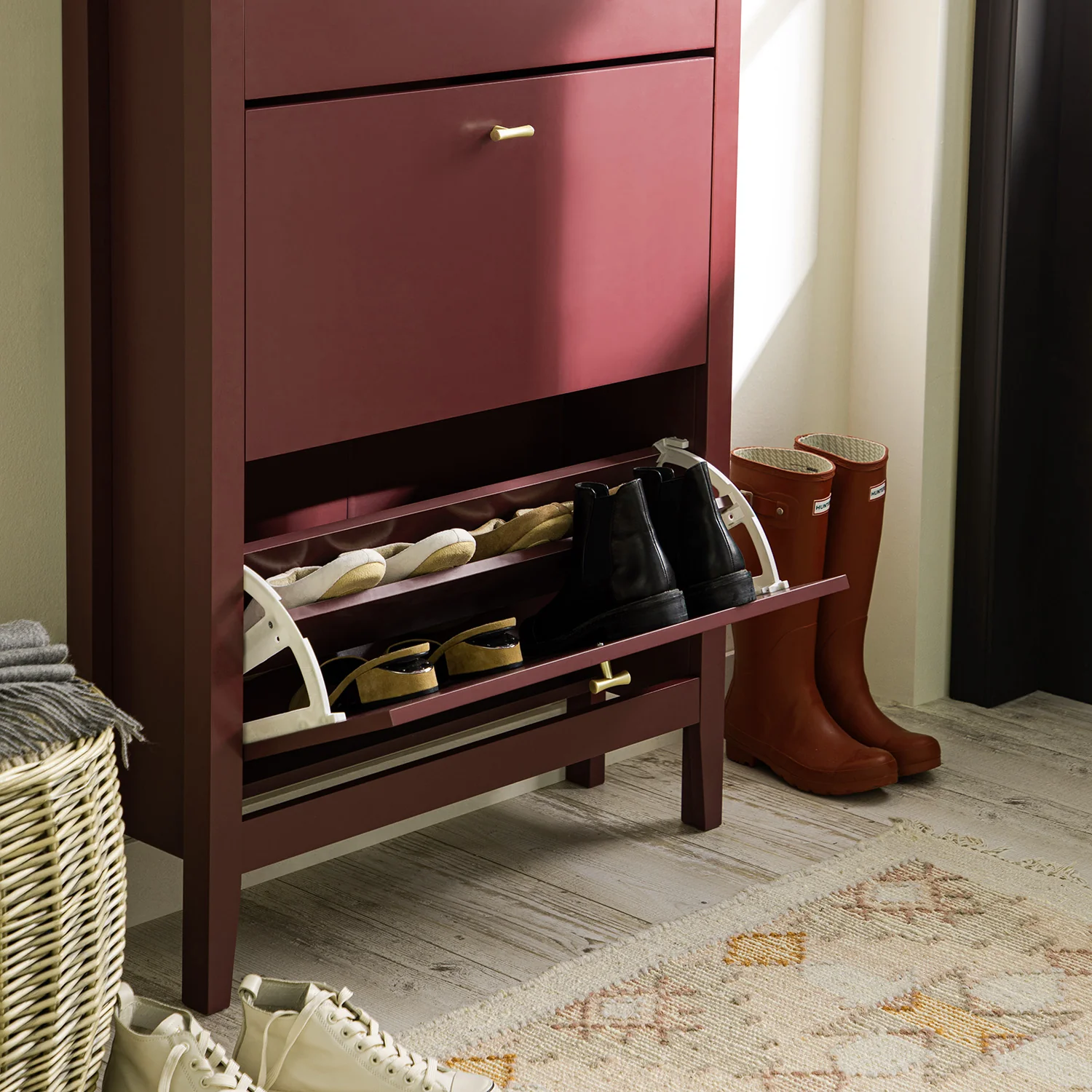 Oakham 3-Tier Shoe Cabinet, Wild Cherry - Image 4