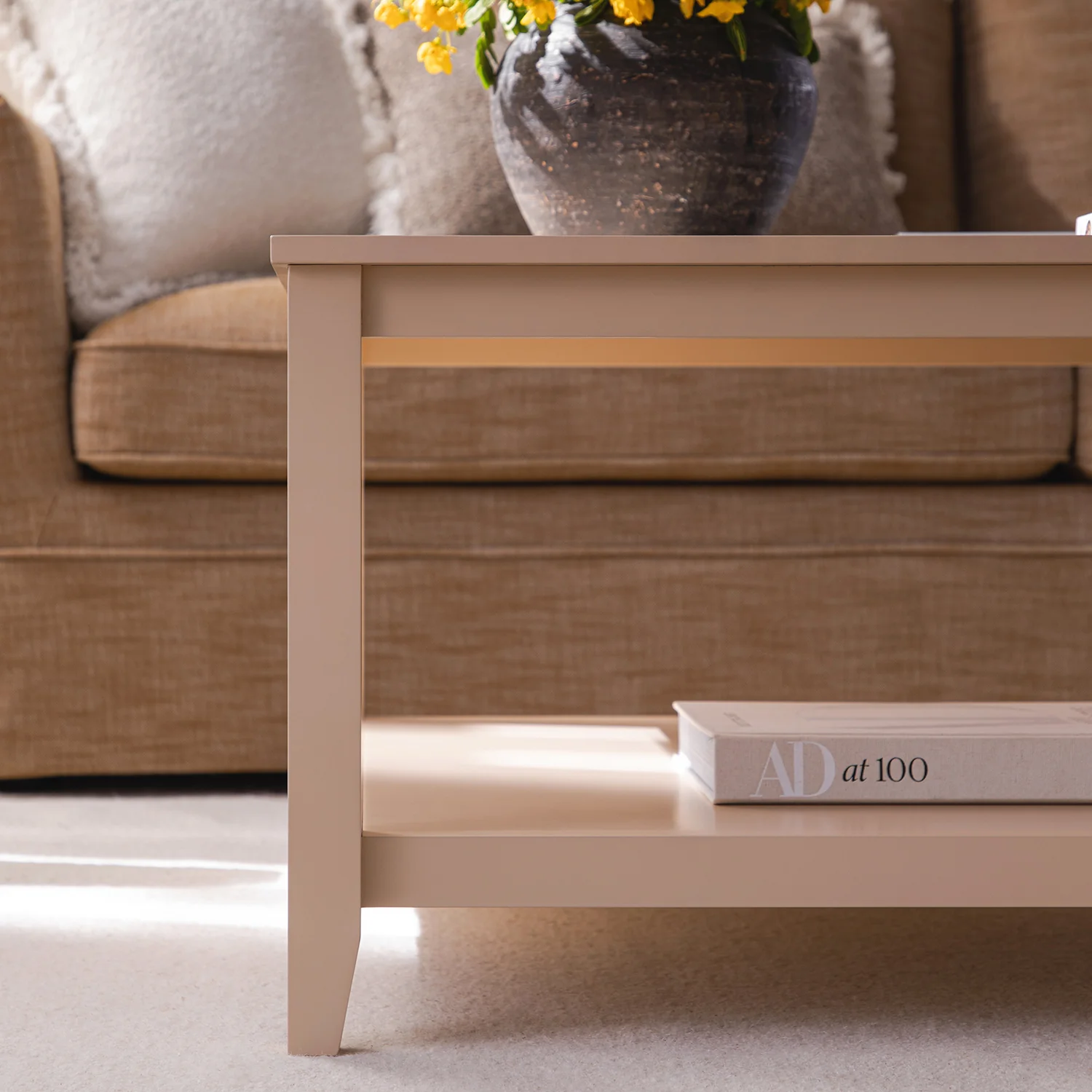 Oakham 80cm Square Coffee Table, Nude Pink - Image 6