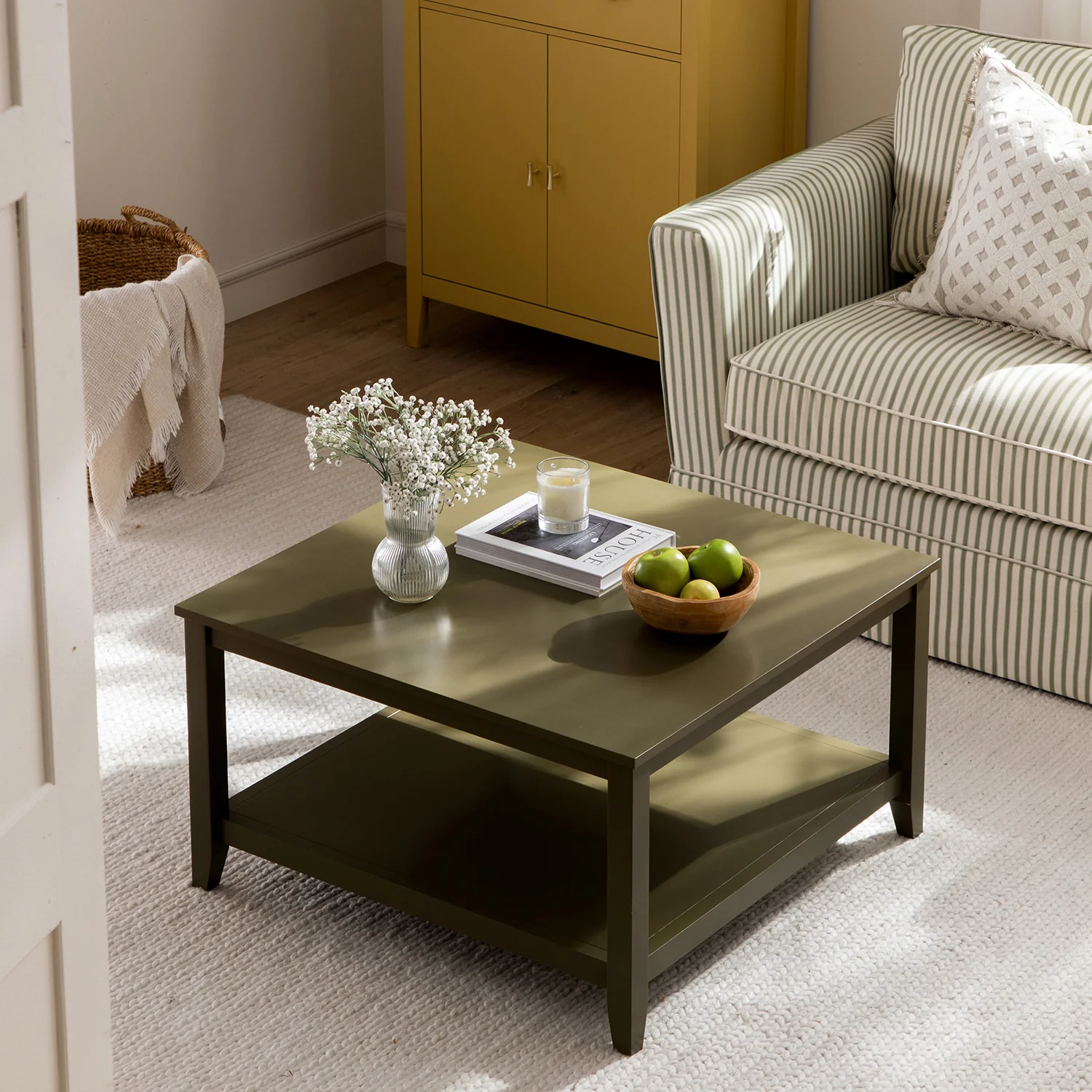 Oakham 80cm Square Coffee Table, Olive Grove - Image 2