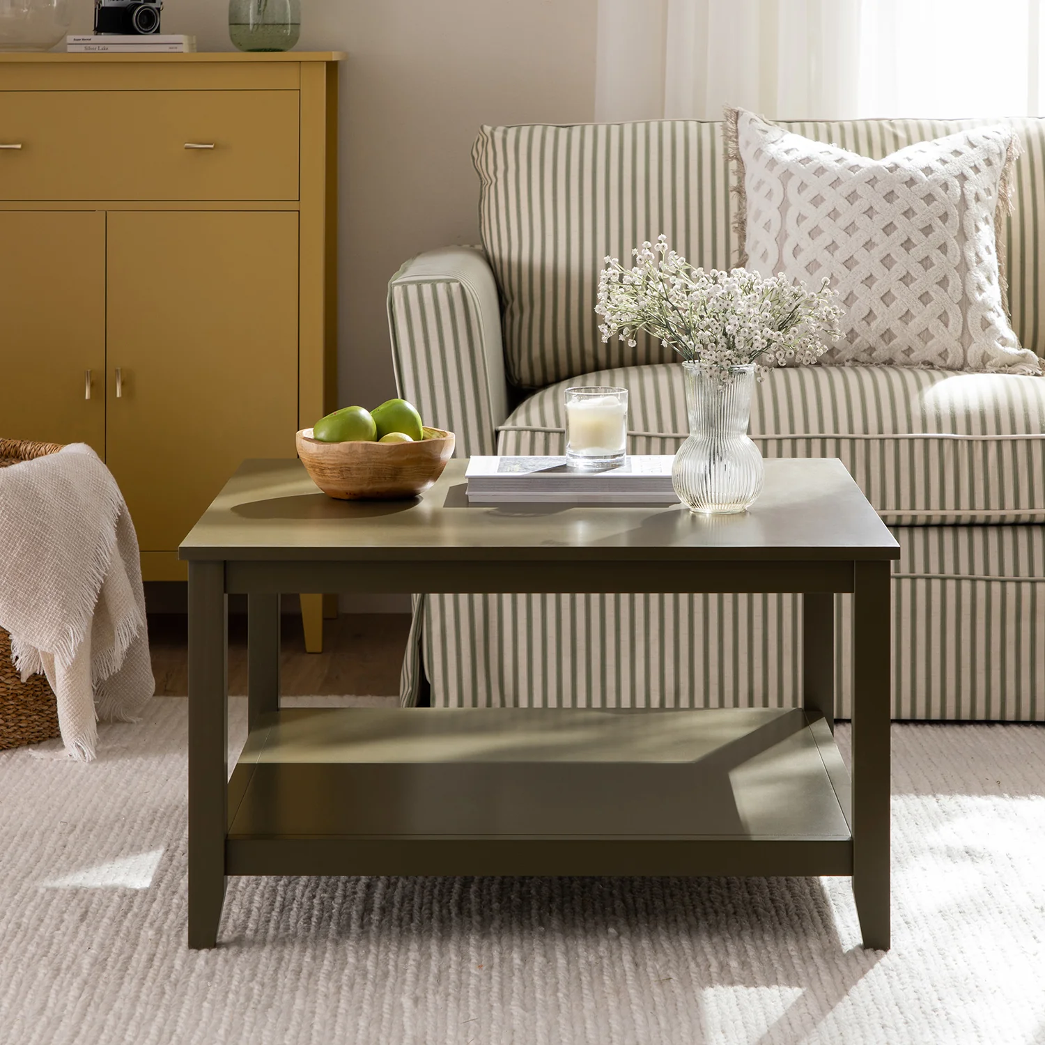 Oakham 80cm Square Coffee Table, Olive Grove - Image 3
