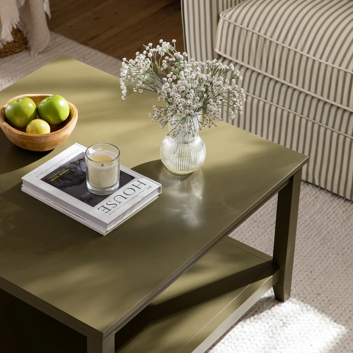 Oakham 80cm Square Coffee Table, Olive Grove - Image 5