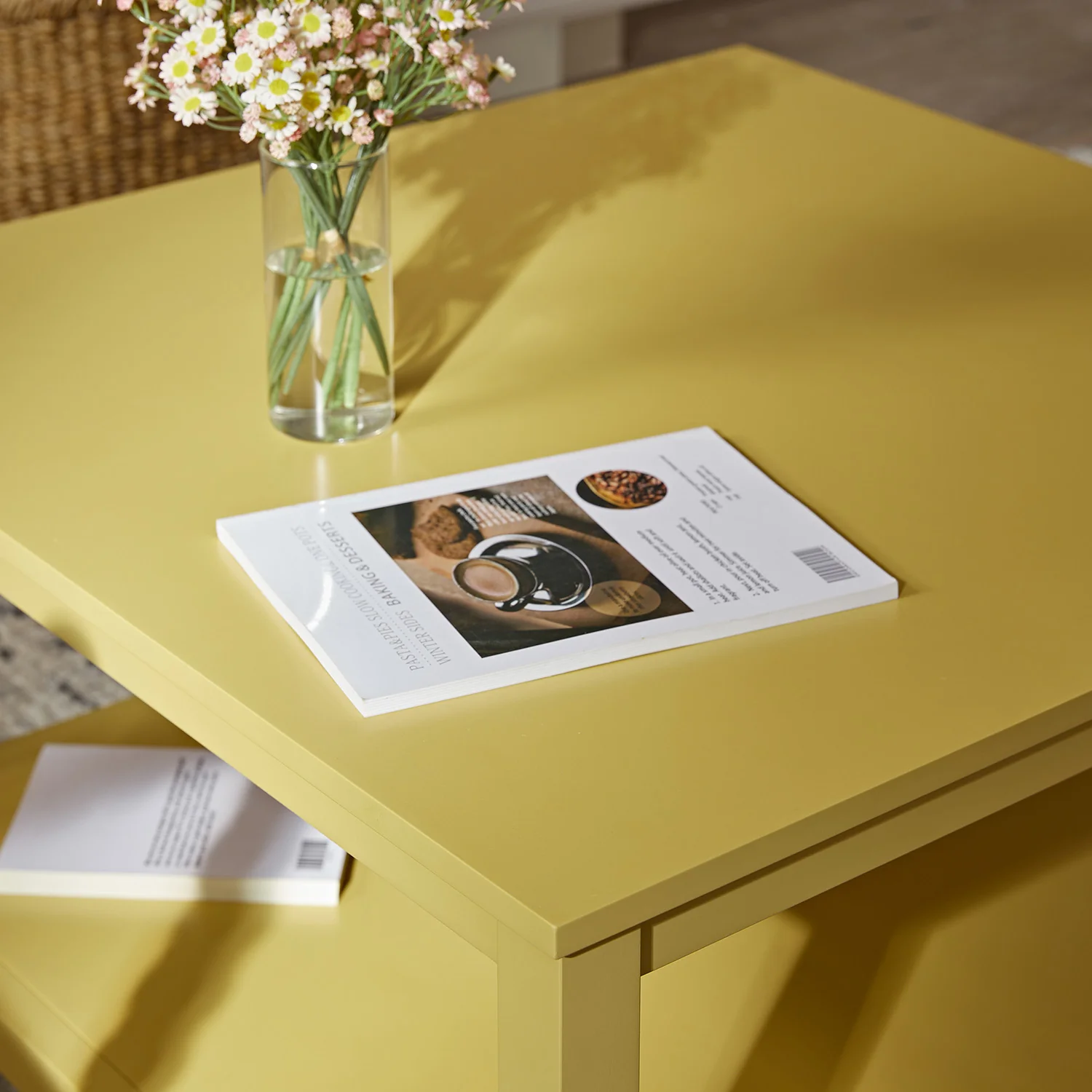 Oakham 80cm Square Coffee Table, Rattan Yellow - Image 4