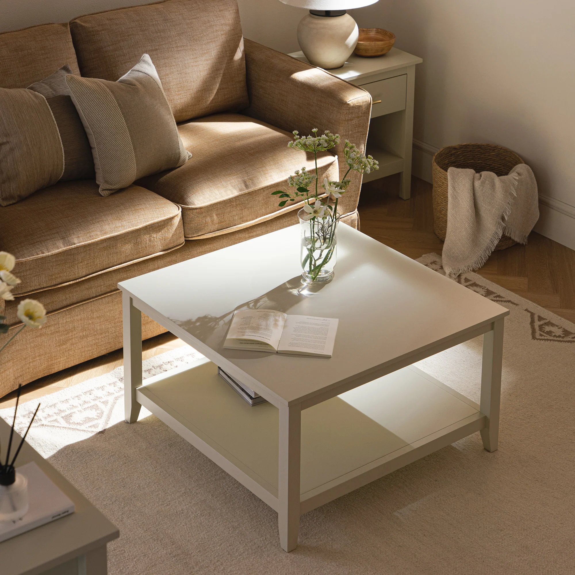 Oakham 80cm Square Coffee Table, Shaded White - Image 2