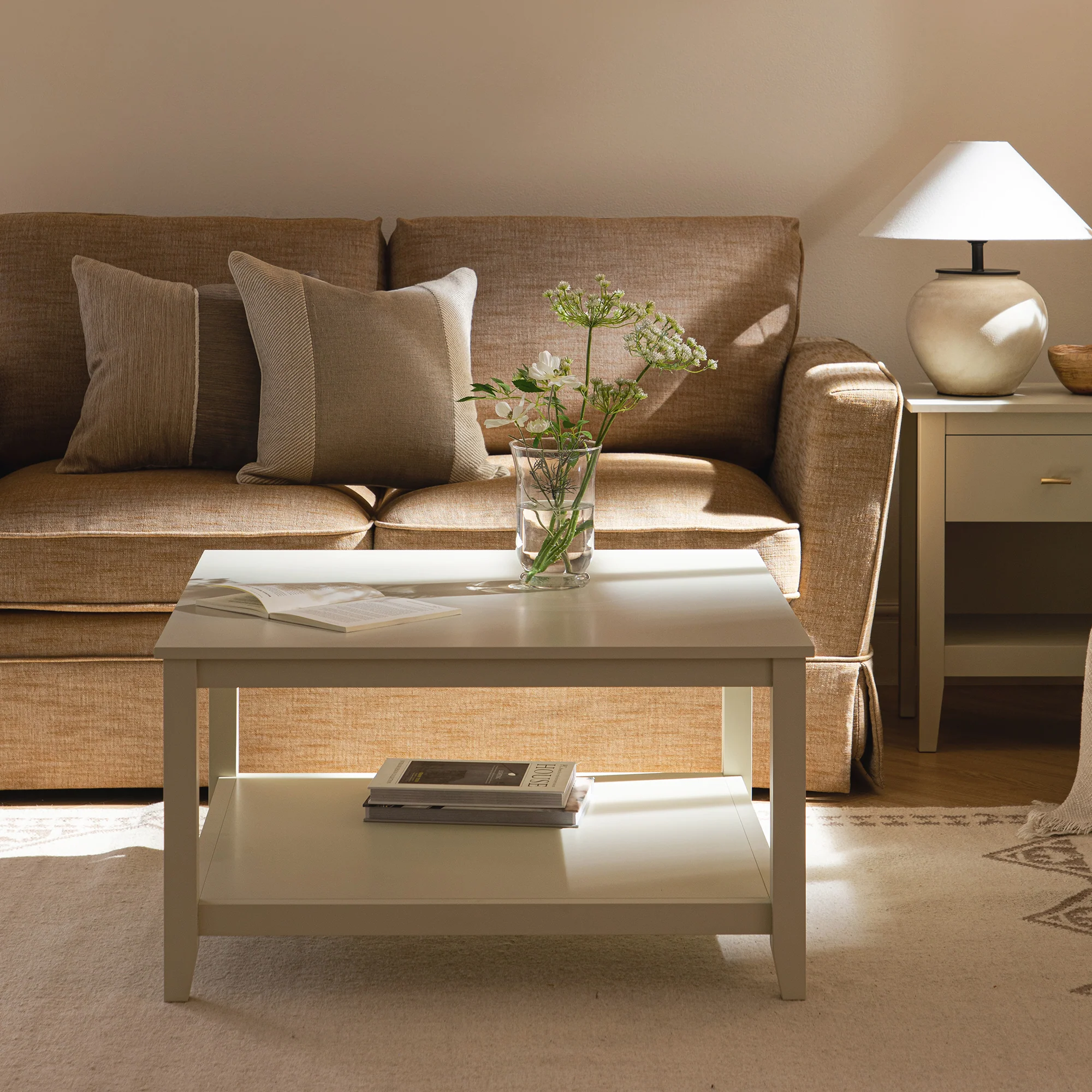 Oakham 80cm Square Coffee Table, Shaded White - Image 3