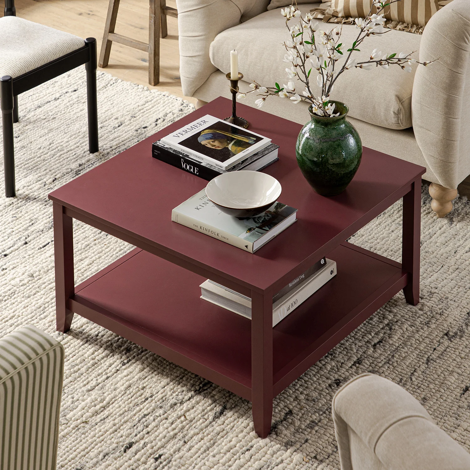 Oakham 80cm Square Coffee Table, Wild Cherry - Image 2