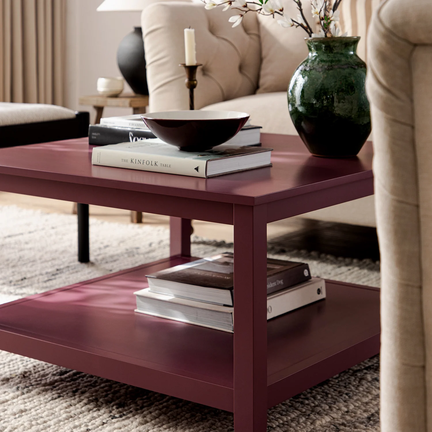 Oakham 80cm Square Coffee Table, Wild Cherry - Image 6