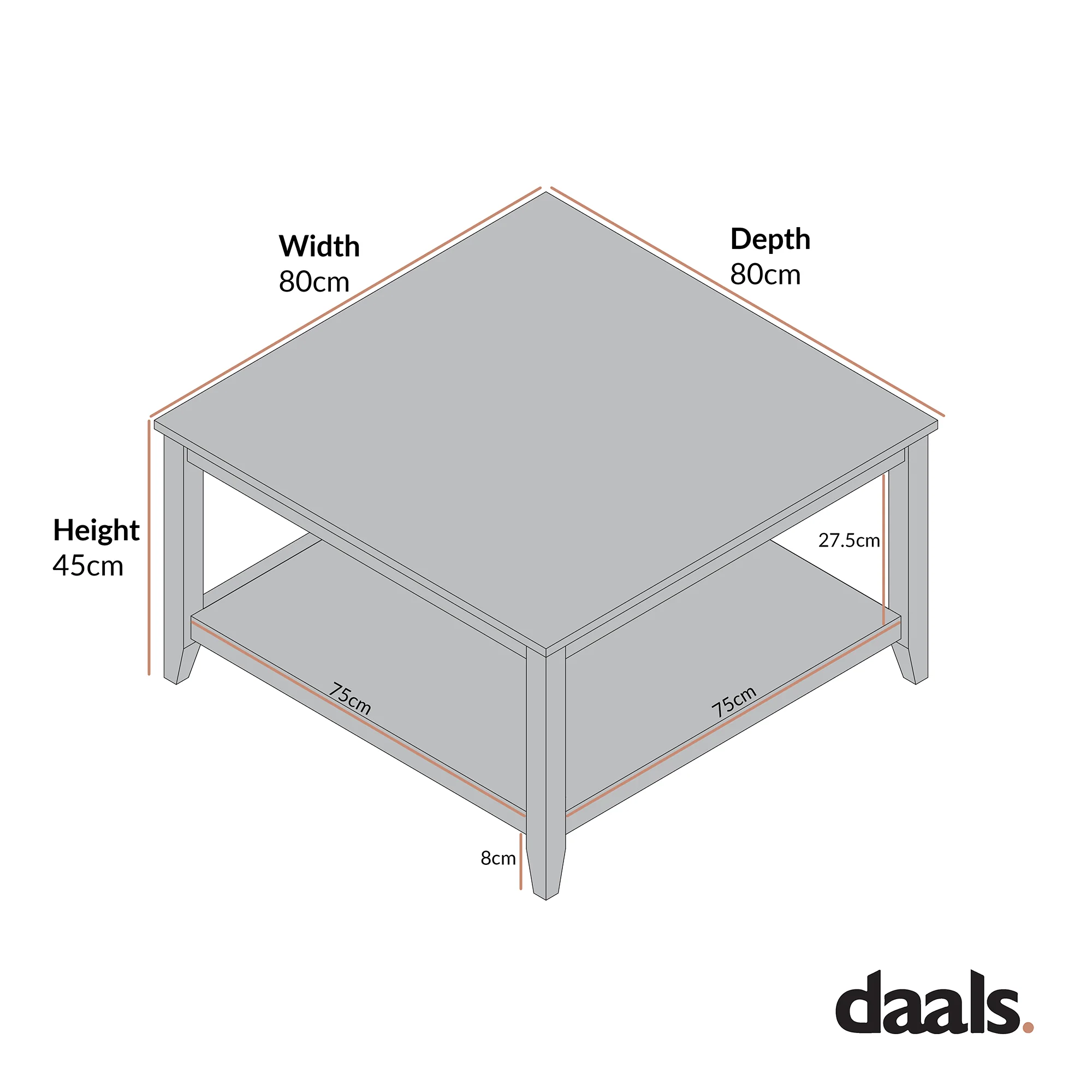 Oakham 80cm Square Coffee Table, Deep Greige - Image 9